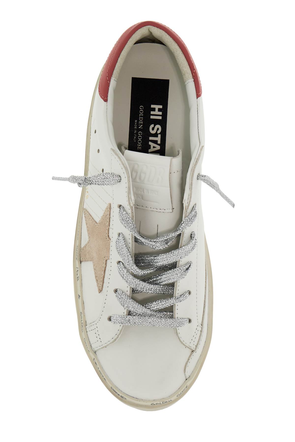 Shop Golden Goose Hi Star Sneakers In White/taupe/mineral Red (white)