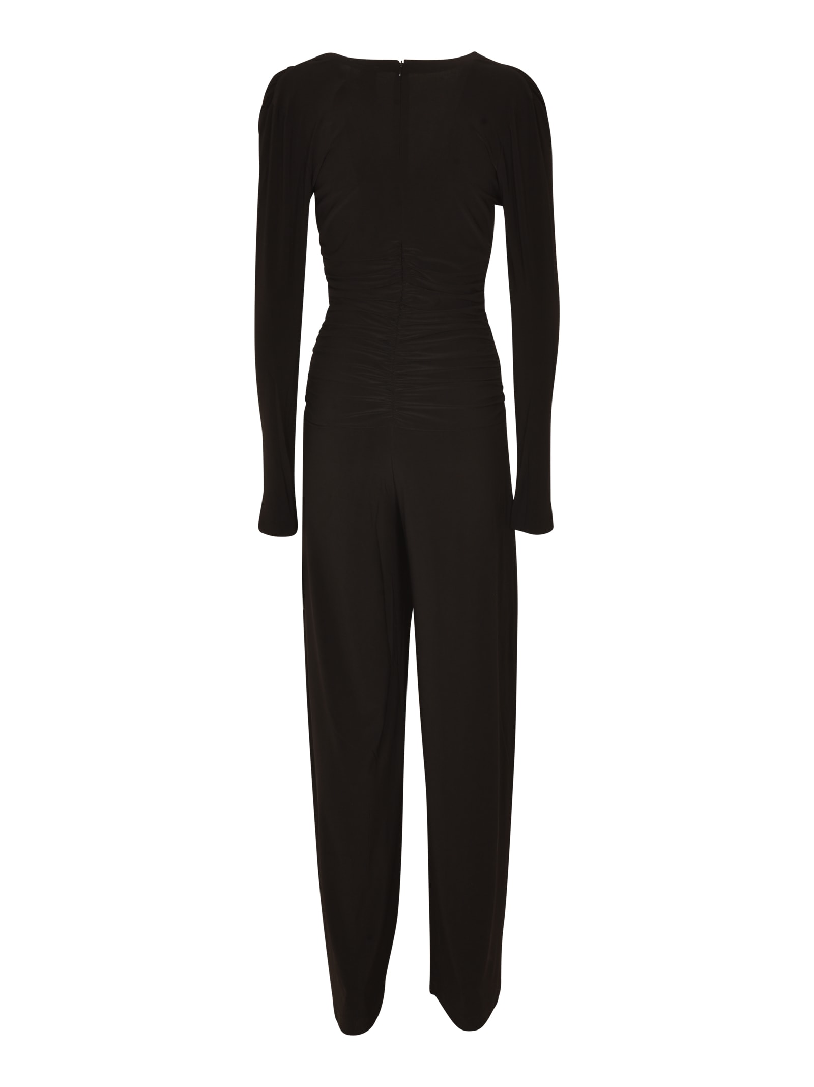 Shop Norma Kamali Rear Zip V-neck Bodysuit In Black