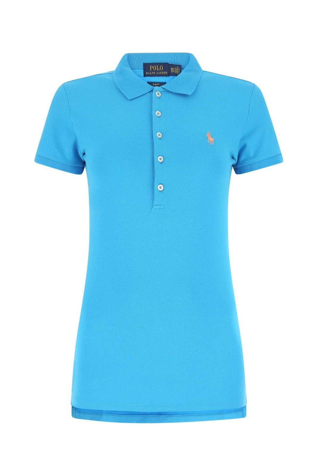 Shop Polo Ralph Lauren Logo-embroidered Short-sleeved Polo Shirt In Cove Blue
