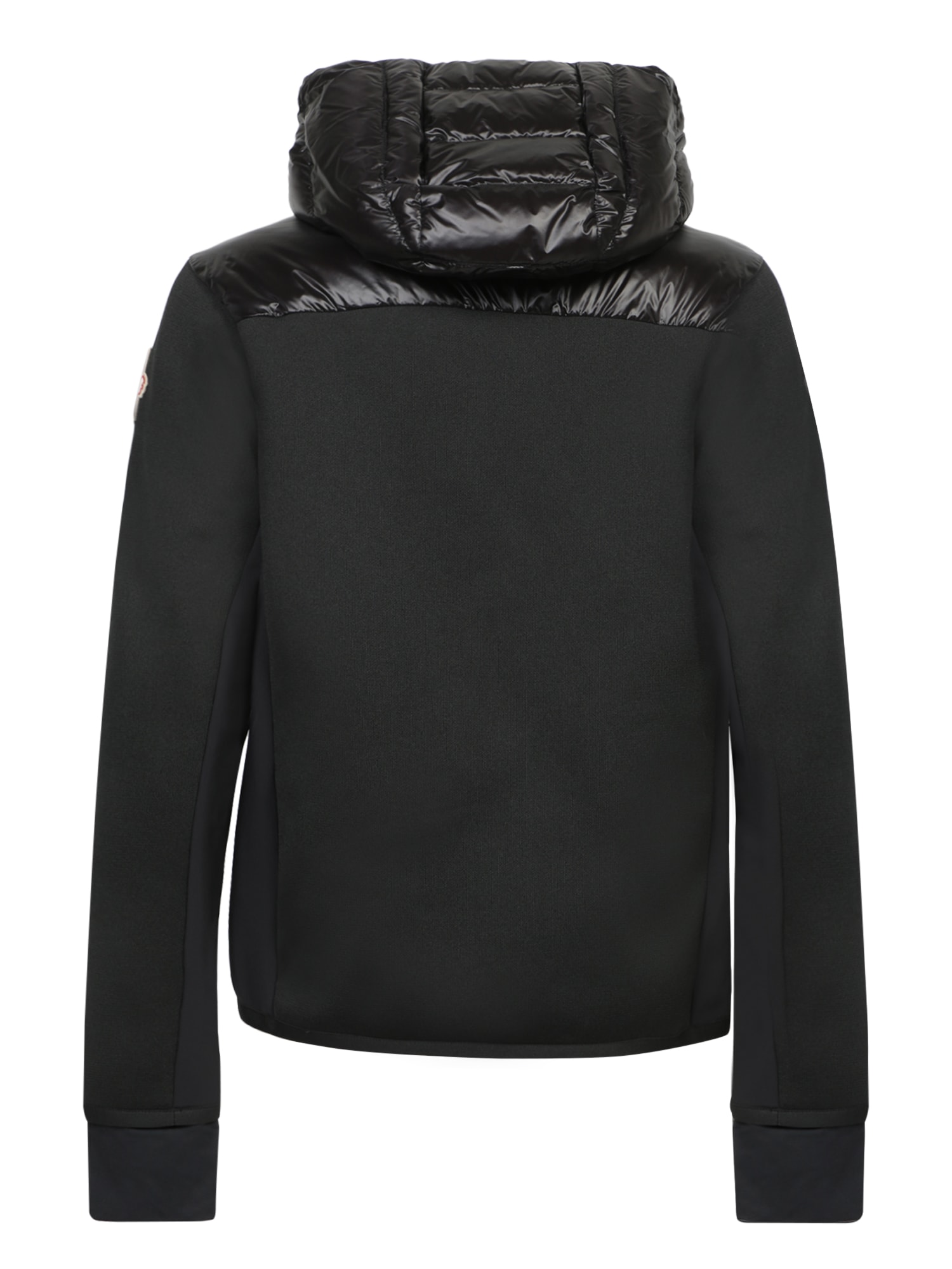 Shop Moncler Black Down Hoodie Cardigan