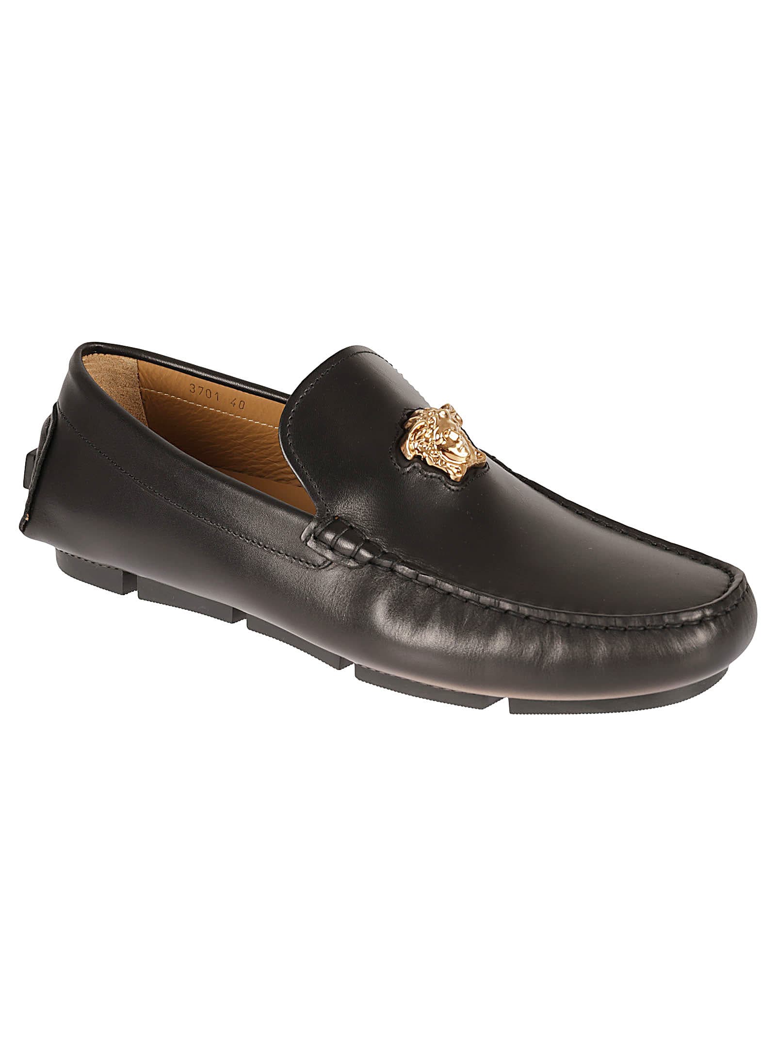 Shop Versace Logo Driver Driving Shoes In Black