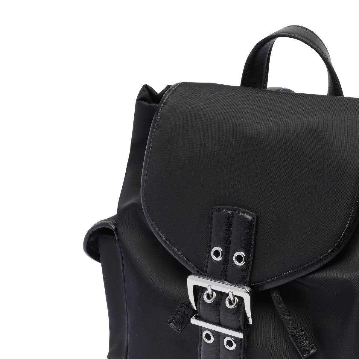Ganni Magnetic Pockets Flap Backpack Handle In Black