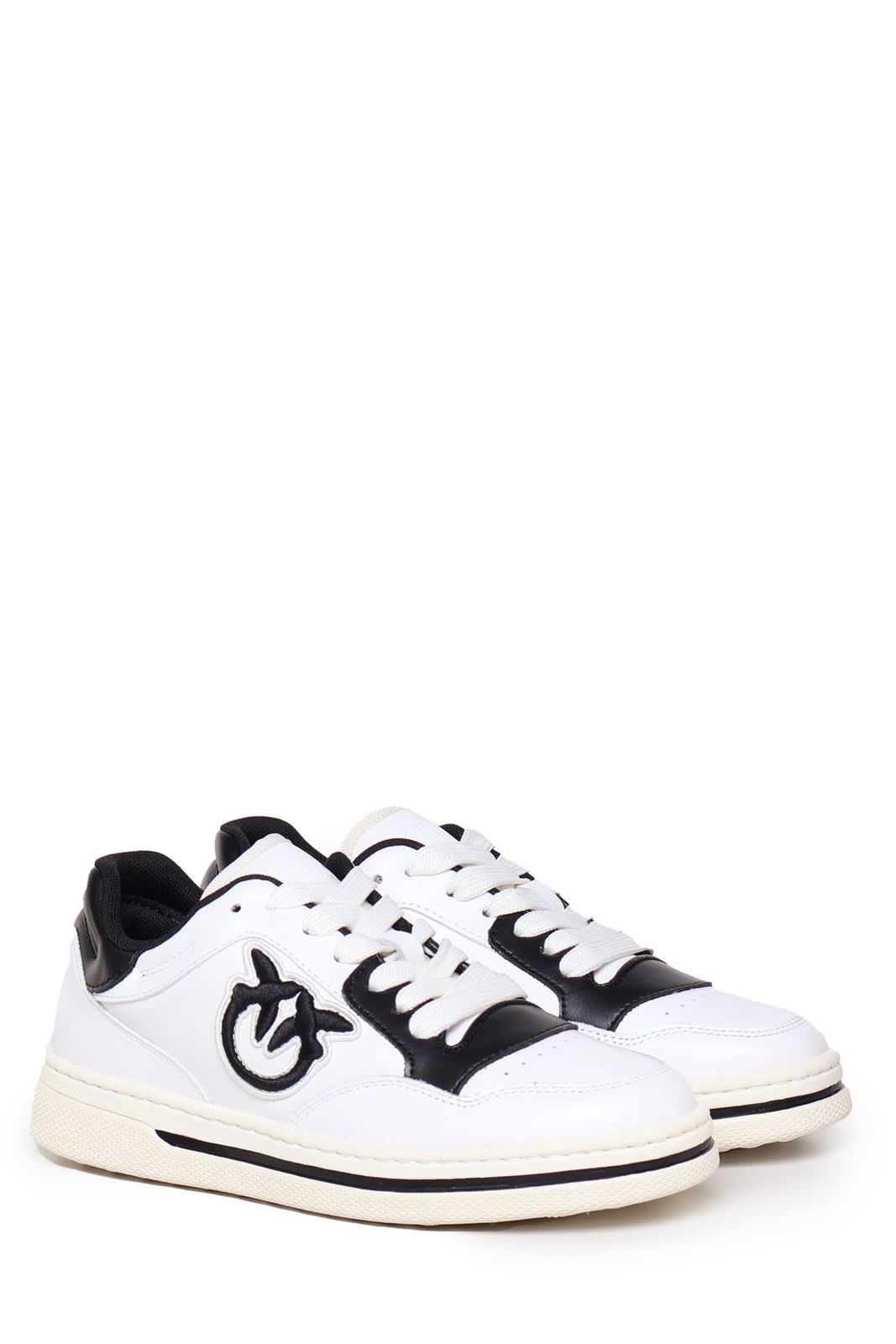 Shop Pinko Mandy 01 Logo Embroidered Two-tone Sneakers