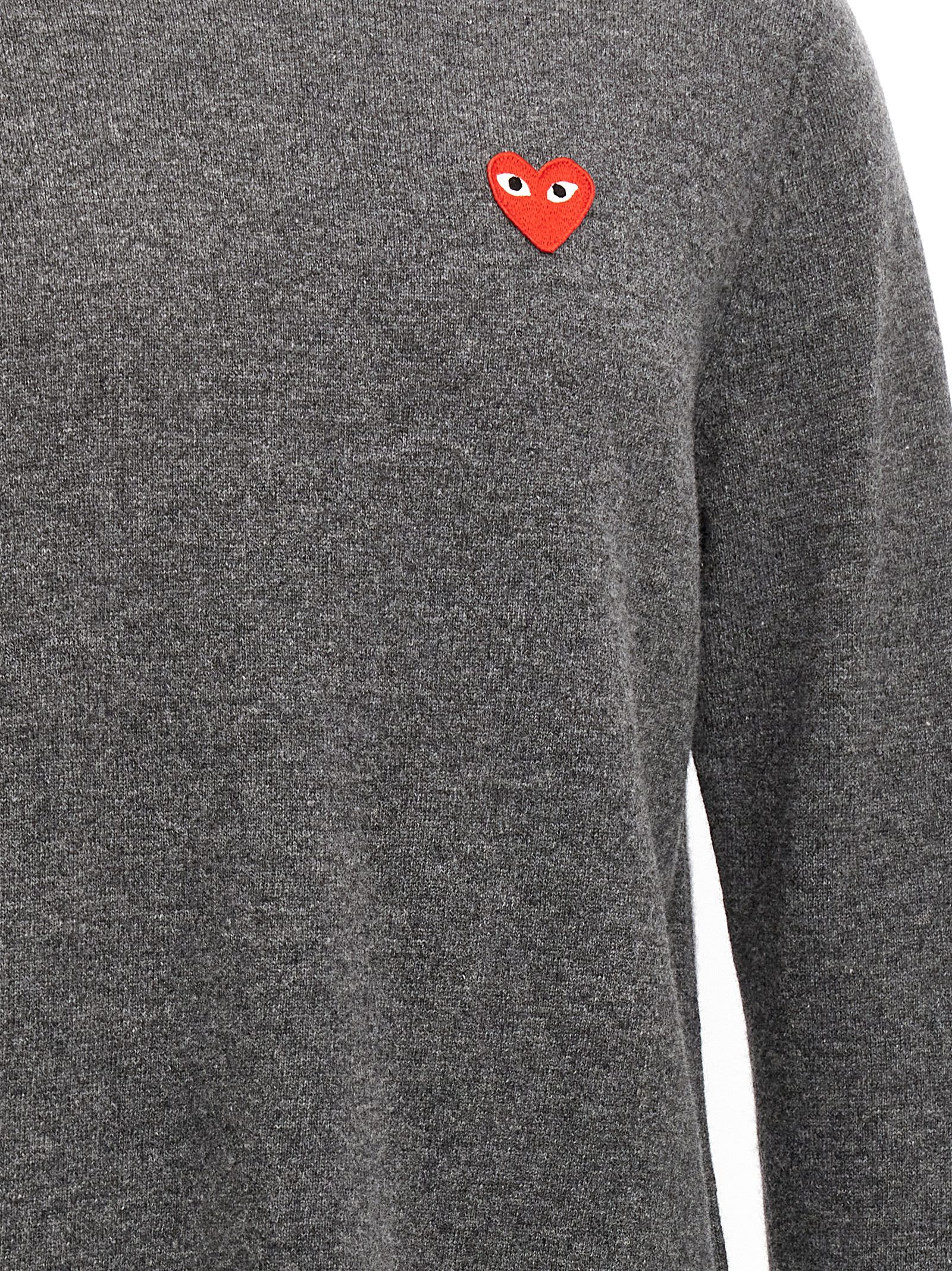 Shop Comme Des Garçons Play Heart Sweater In Gray