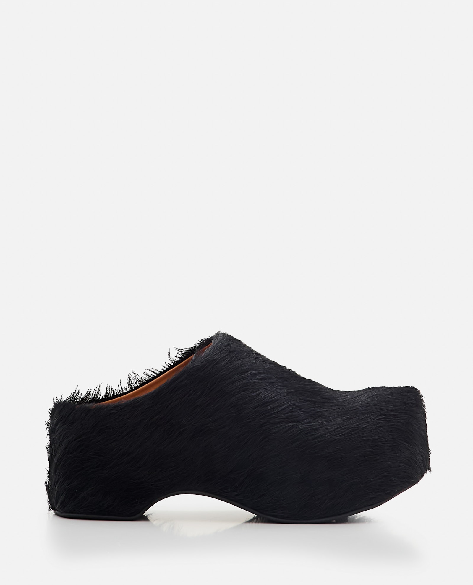 Hairy Leather Platform Mules