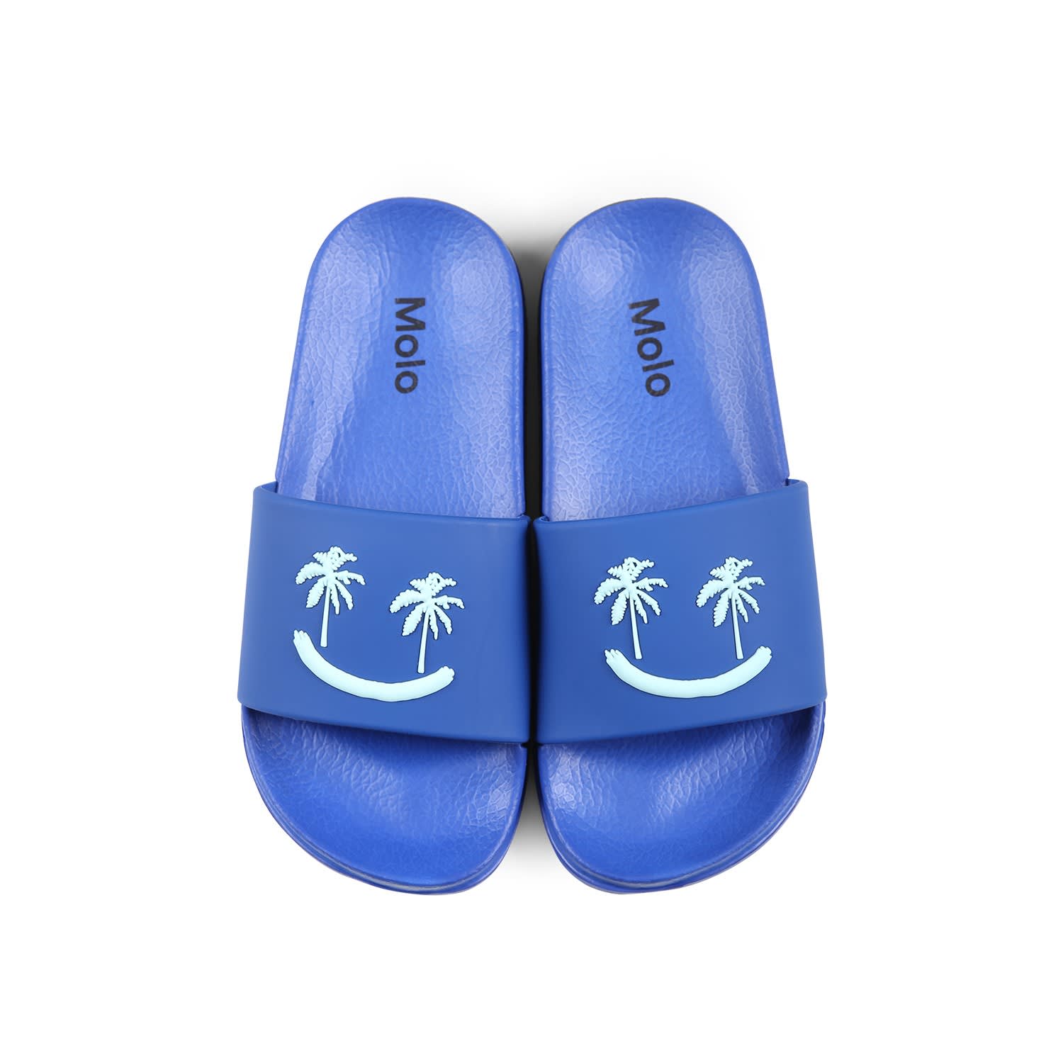 Molo Blue Slippers For Kids With Smiley In Blue