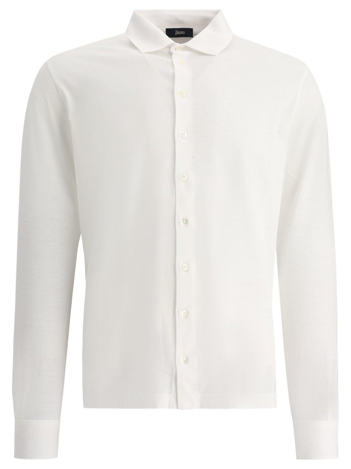 Shop Herno Buttoned Long Sleeved Shirt In Bianco