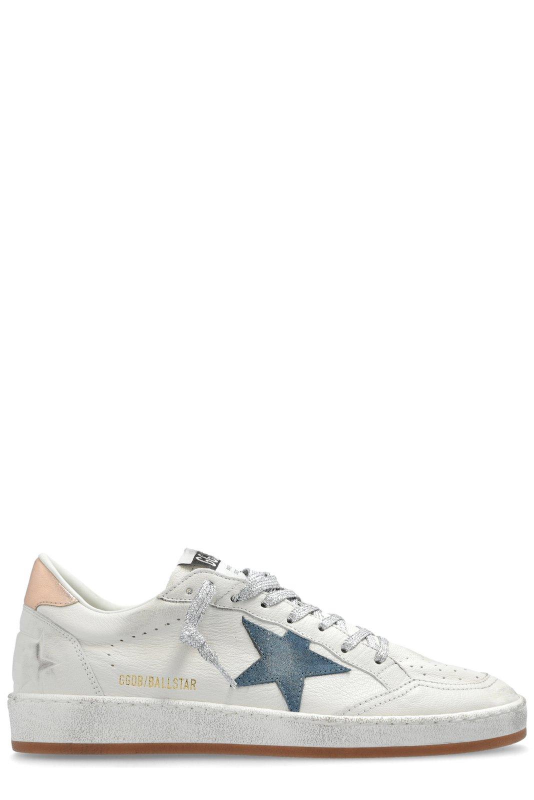 Shop Golden Goose Ball Star Lace-up Sneakers In White