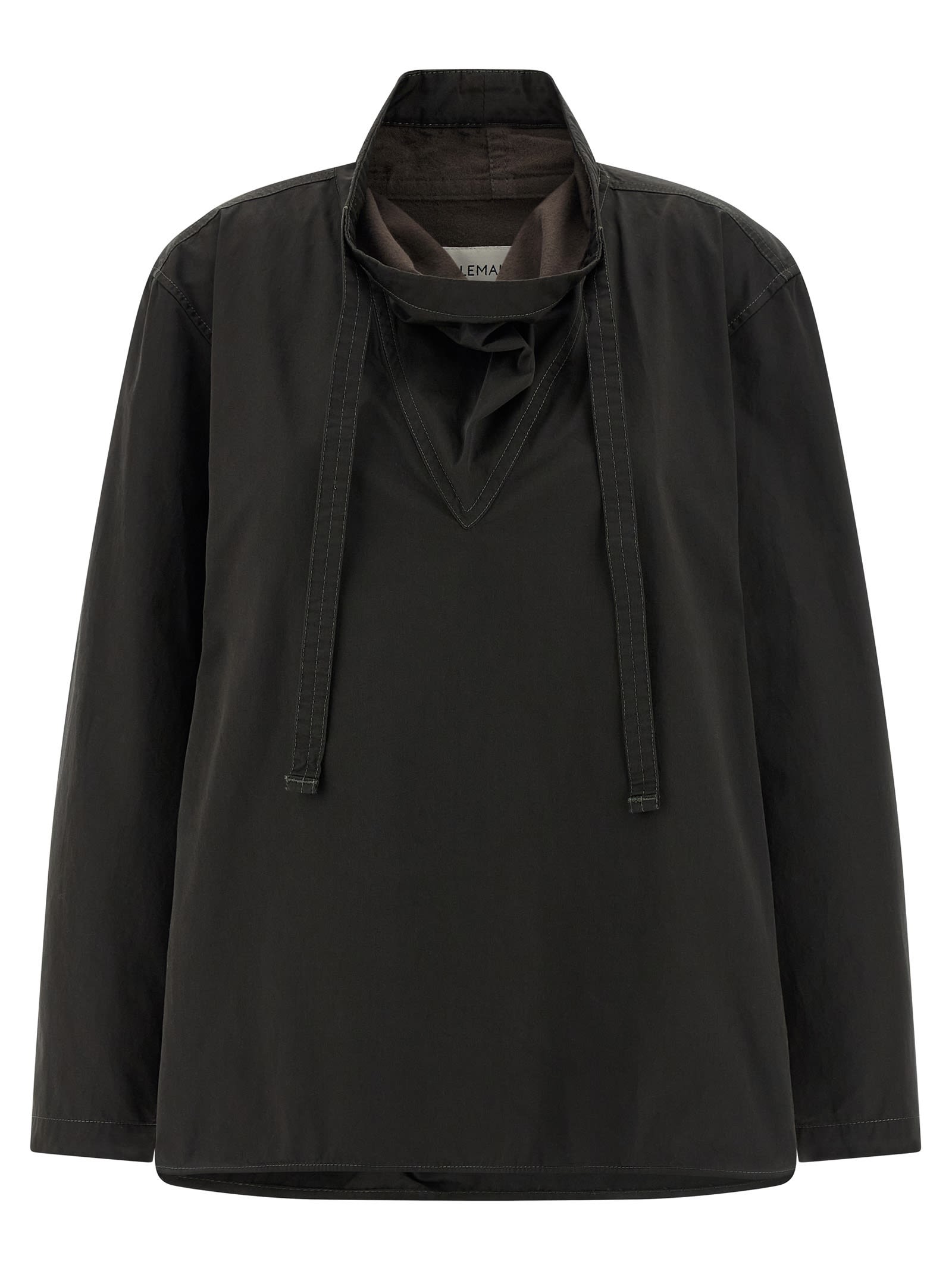 Lemaire Blouse With Drawstring Neck And Long Sleeves In Brown