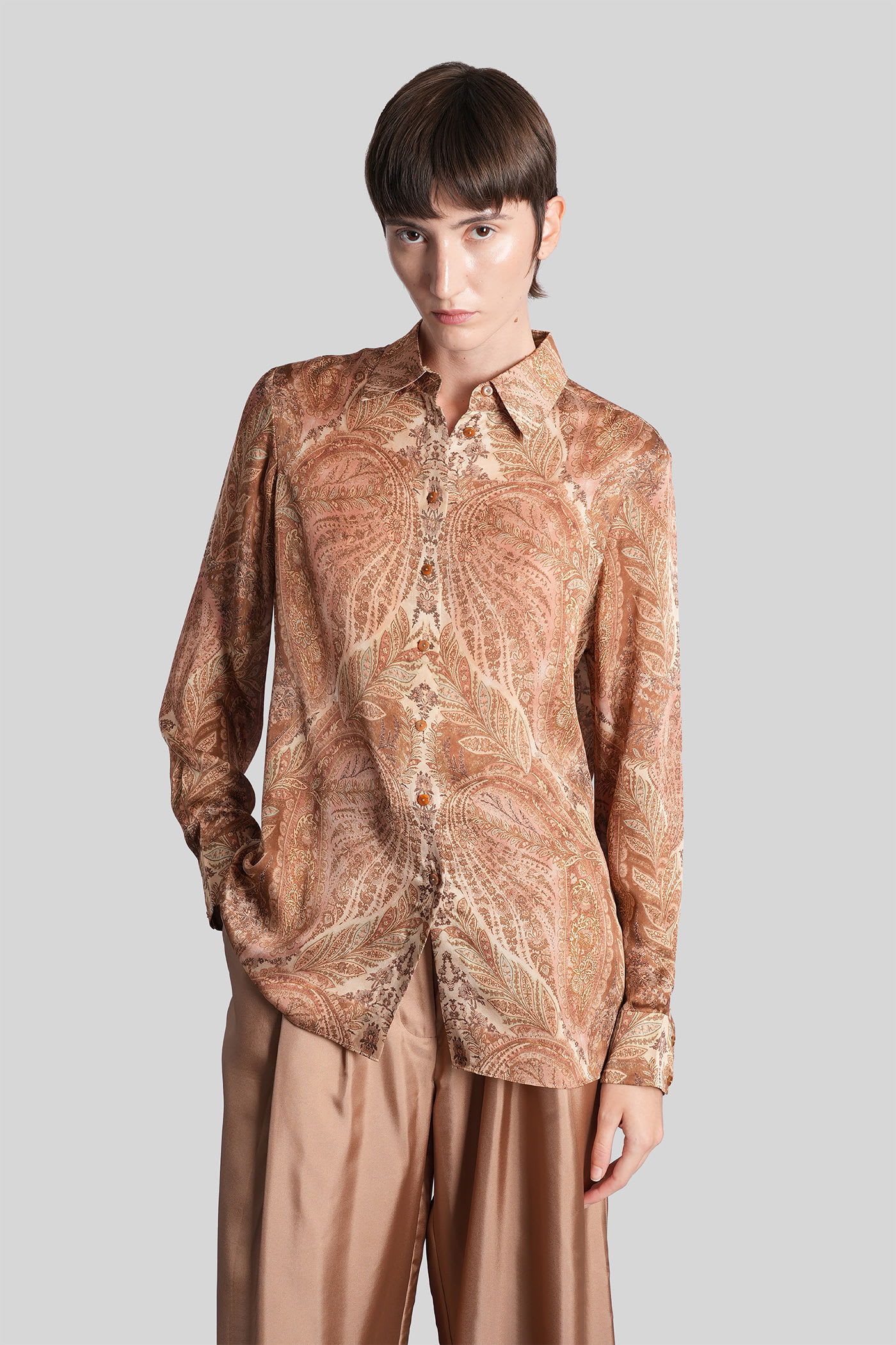 Zimmermann Hypnotic Silk Button-up Shirt In Brown