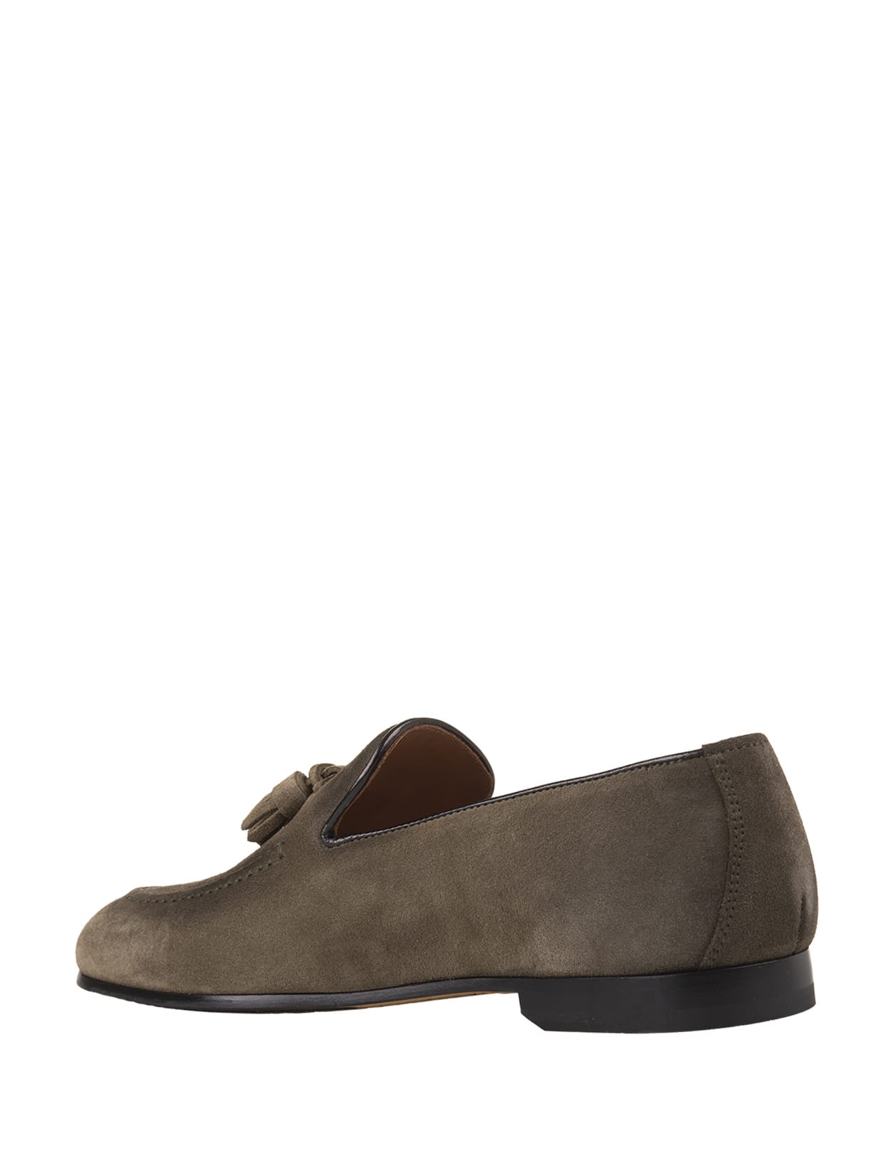Shop Doucal's Mud Suede Loafers With Tassels In Green
