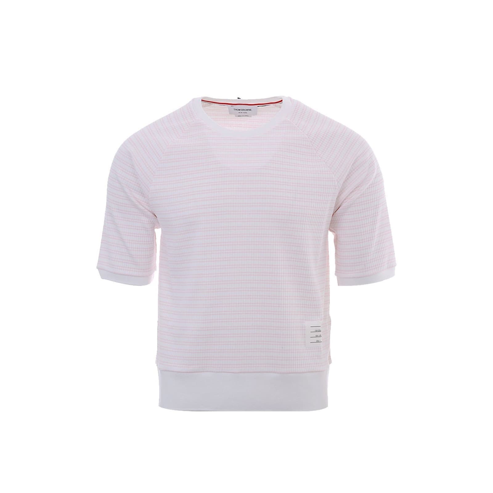 Shop Thom Browne Striped Cotton T-shirt In Pink