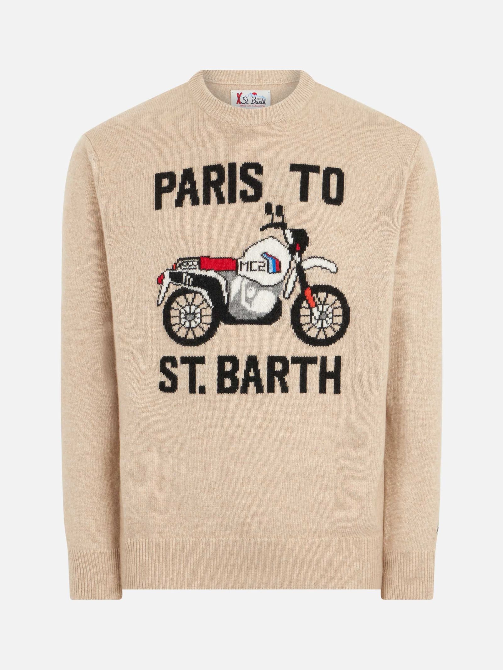MC2 SAINT BARTH MAN SWEATER WITH PARIS TO ST.BARTH FRONT PRINT