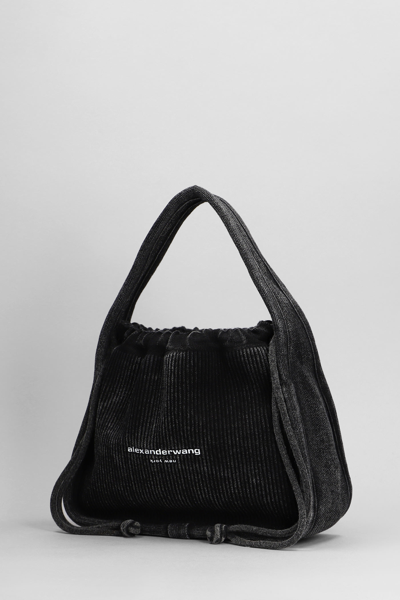 Alexander Wang Large Ryan Faded Rib Knit Hobo In Black