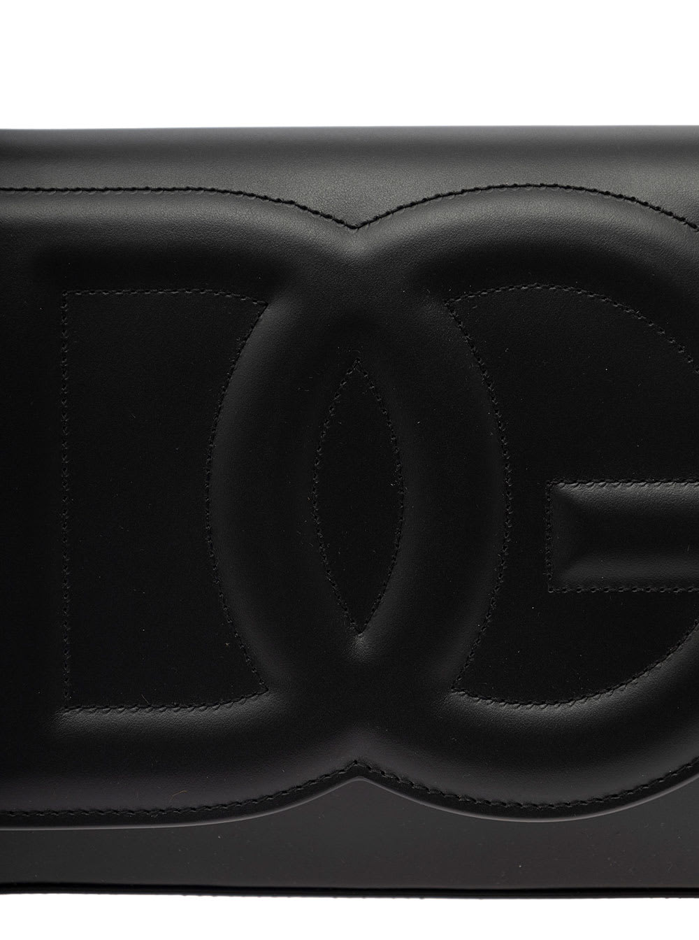 Shop Dolce & Gabbana Dg Logo Black Shoulder Bag In 3d Quilted Logo Detail In Smooth Leather Woman