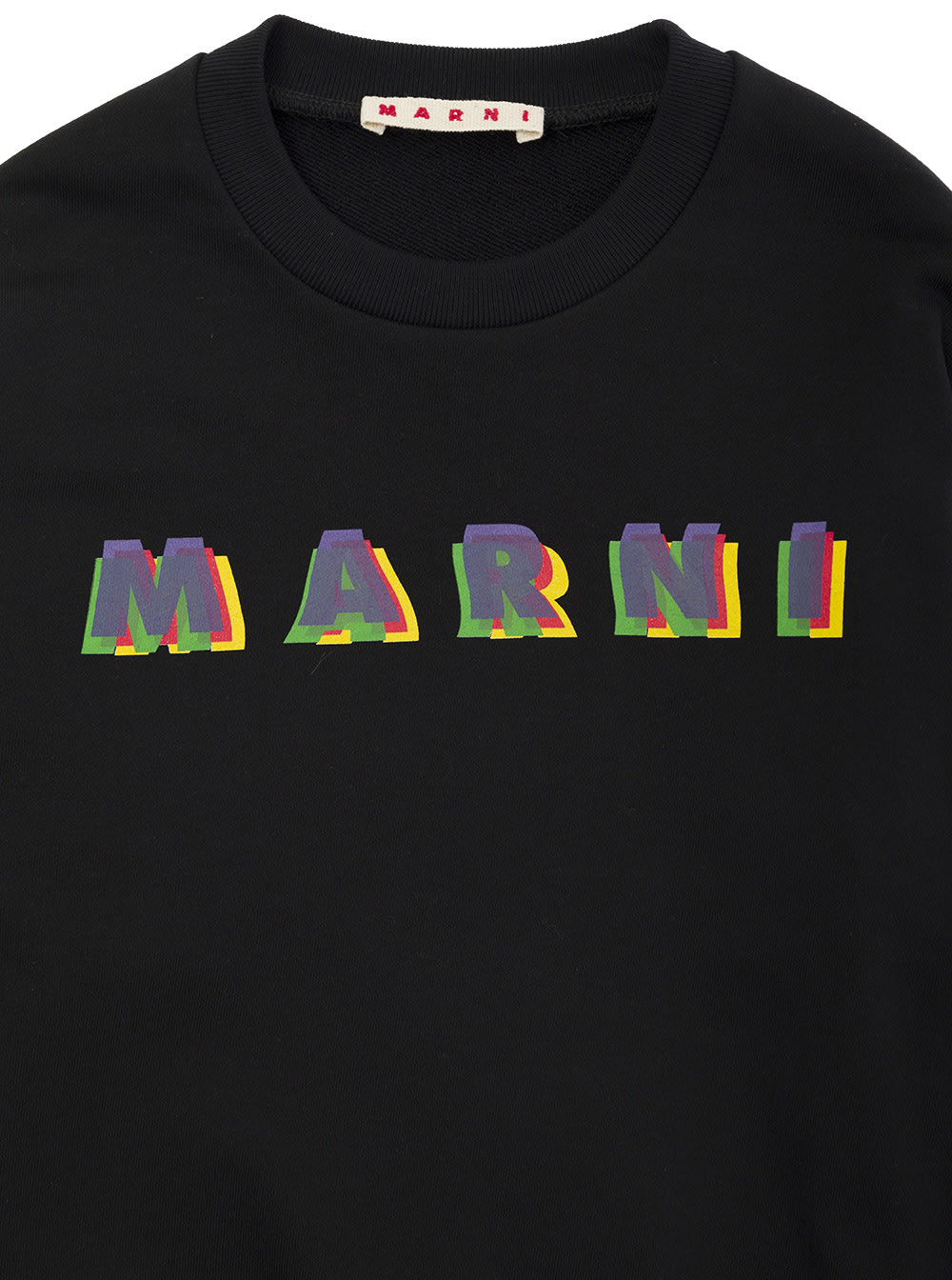 Shop Marni Black Crewneck Sweatshirt With Logo Lettering Print In Cotton Boy