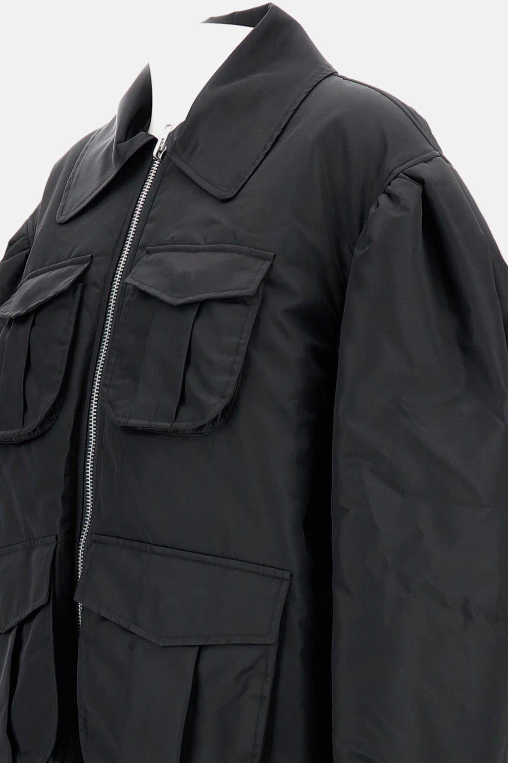 Simone Rocha Puff Sleeve Multi Pocket Bomber Jacket In Black