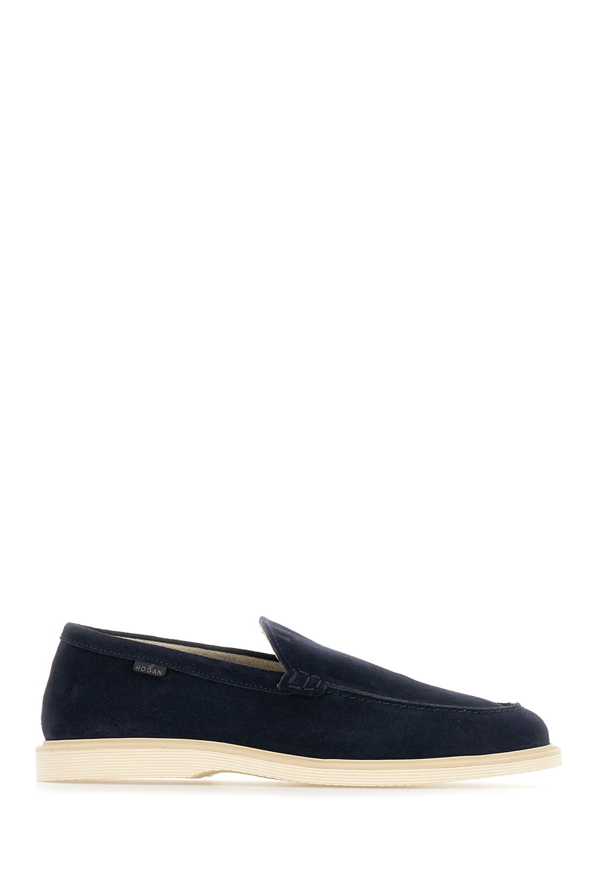 Shop Hogan Navy Blue Suede H616 Loafers