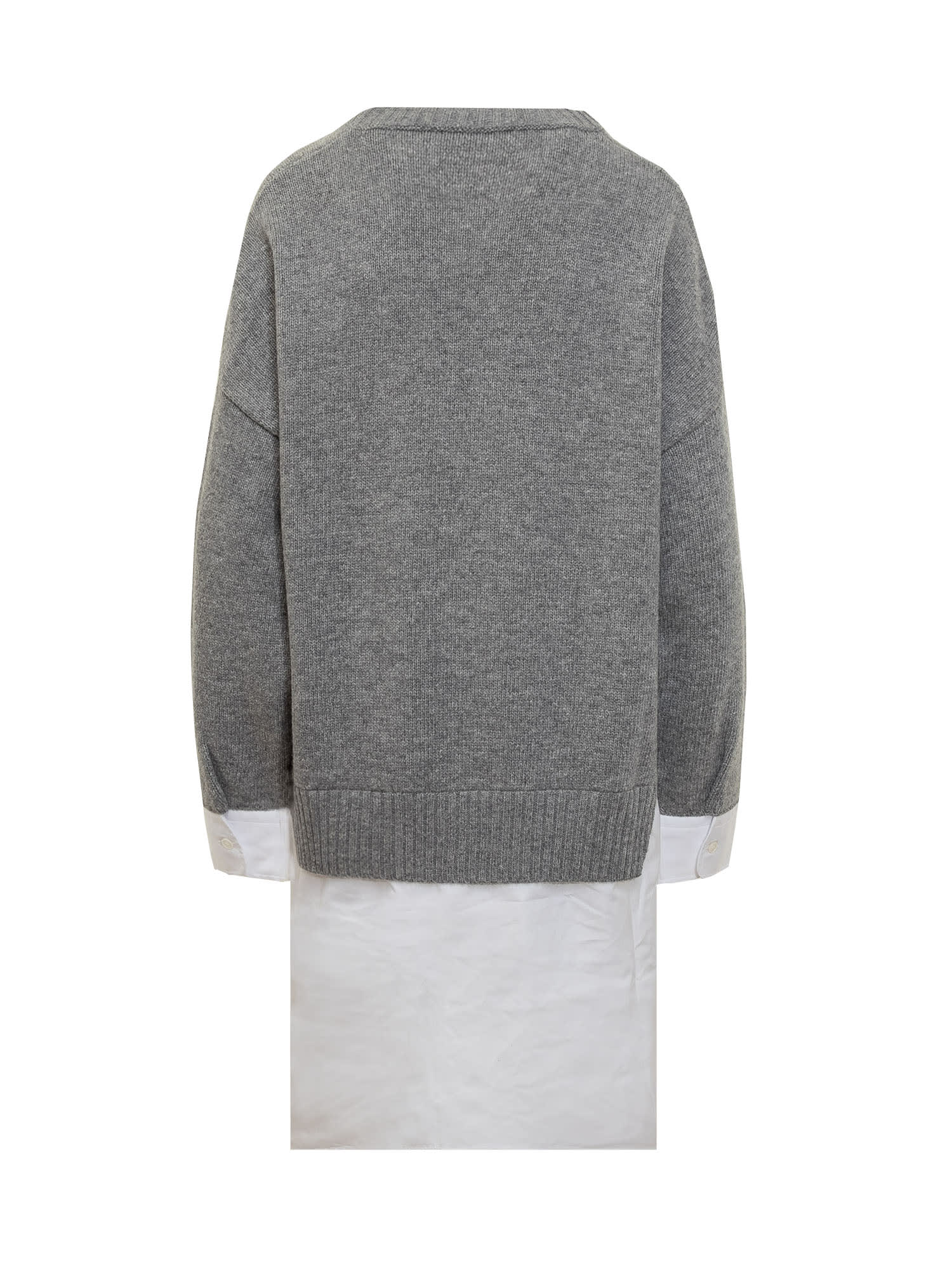 Shop Stella Mccartney Merino Poplin Jumper In Grey Melange