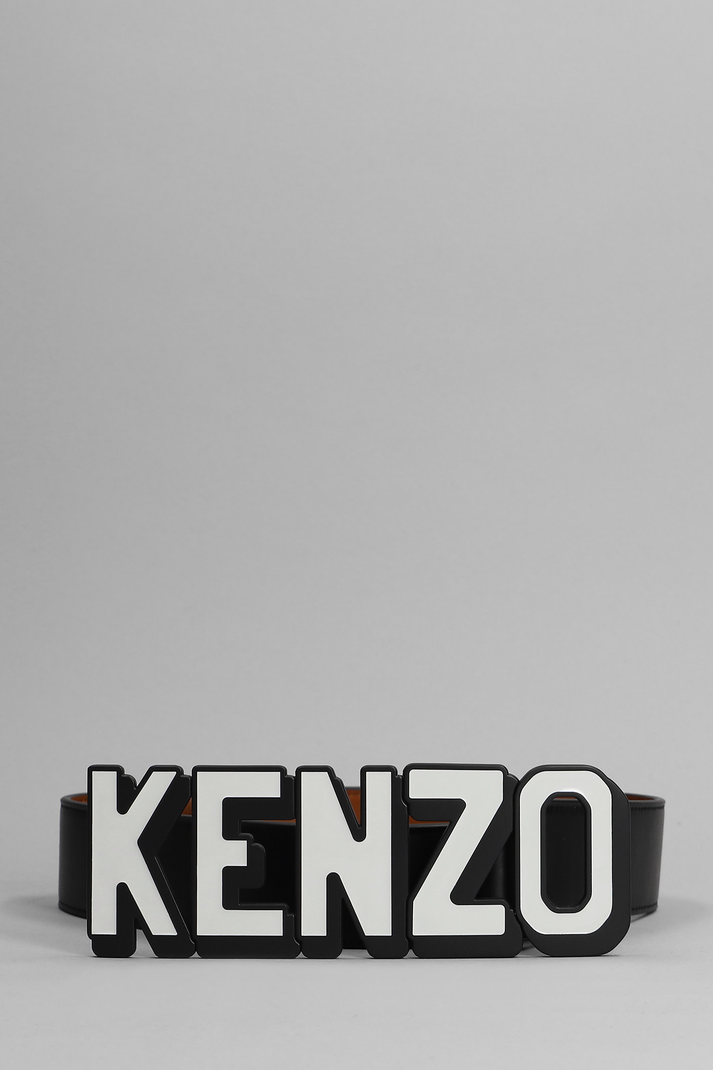 Shop Kenzo Belts In Black Leather In Nero