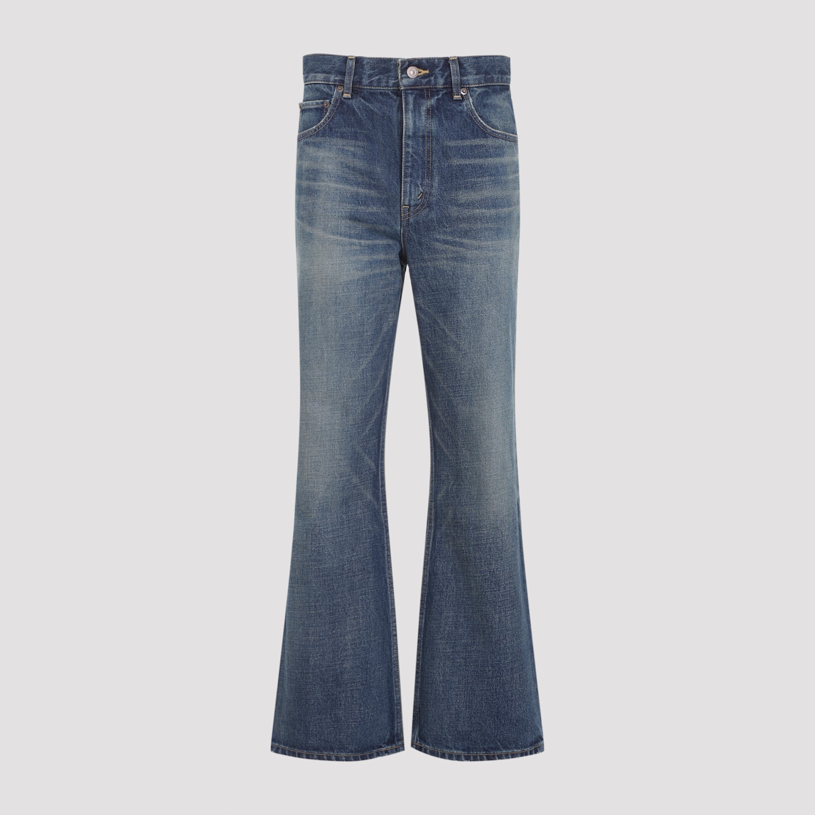 Celine Flared Leg Five-pocket Denim Trousers In Blue