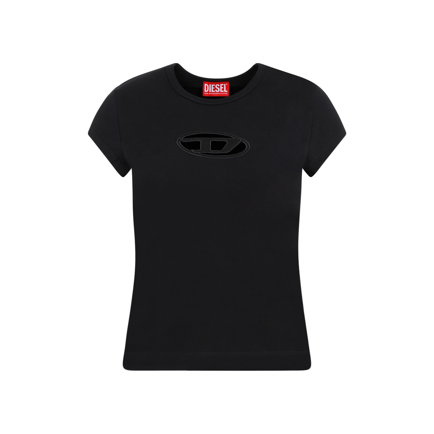 Diesel T-angie Cotton Crew-neck T-shirt In Black