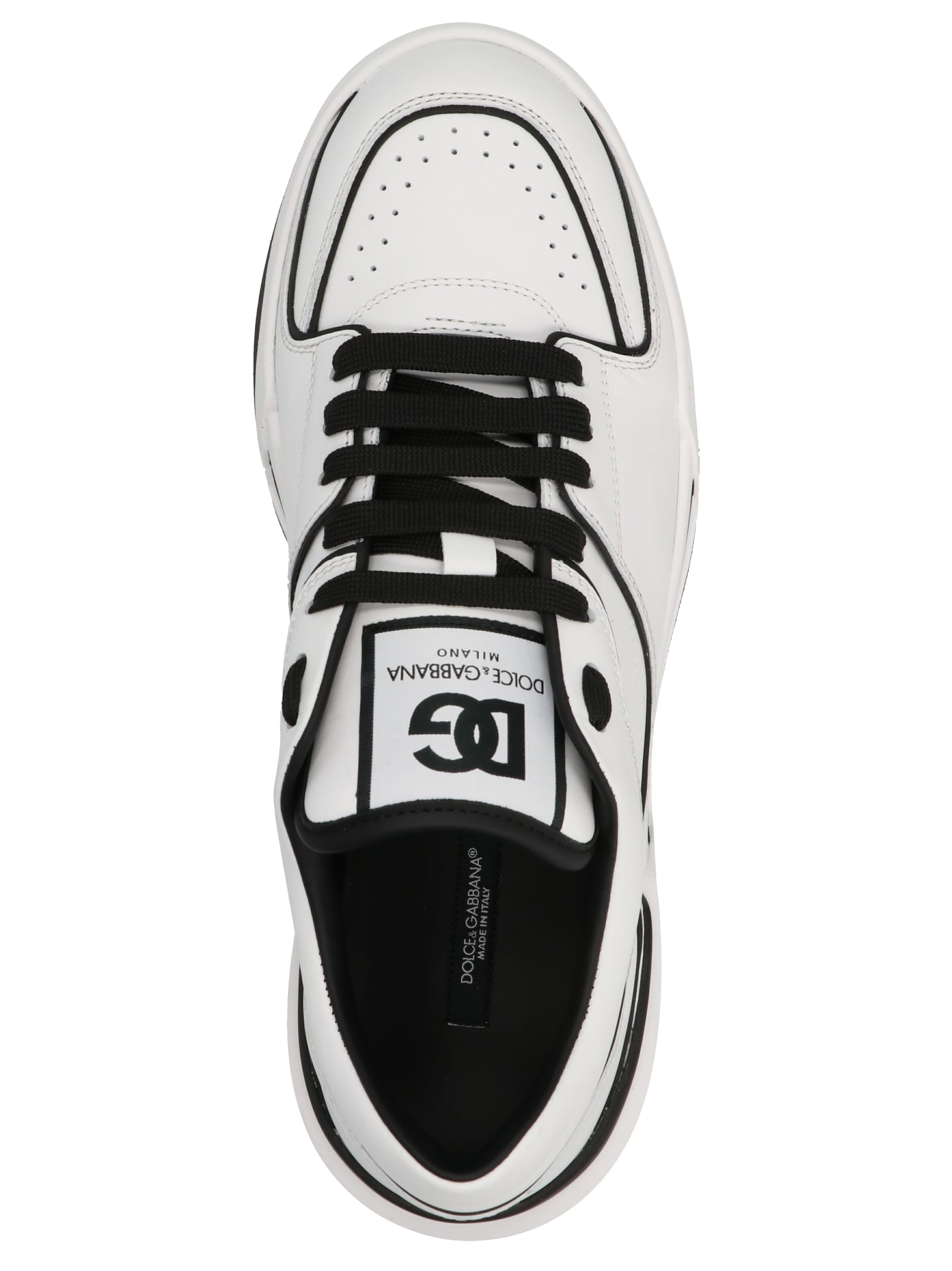 Shop Dolce & Gabbana New Roma Sneakers In White/black