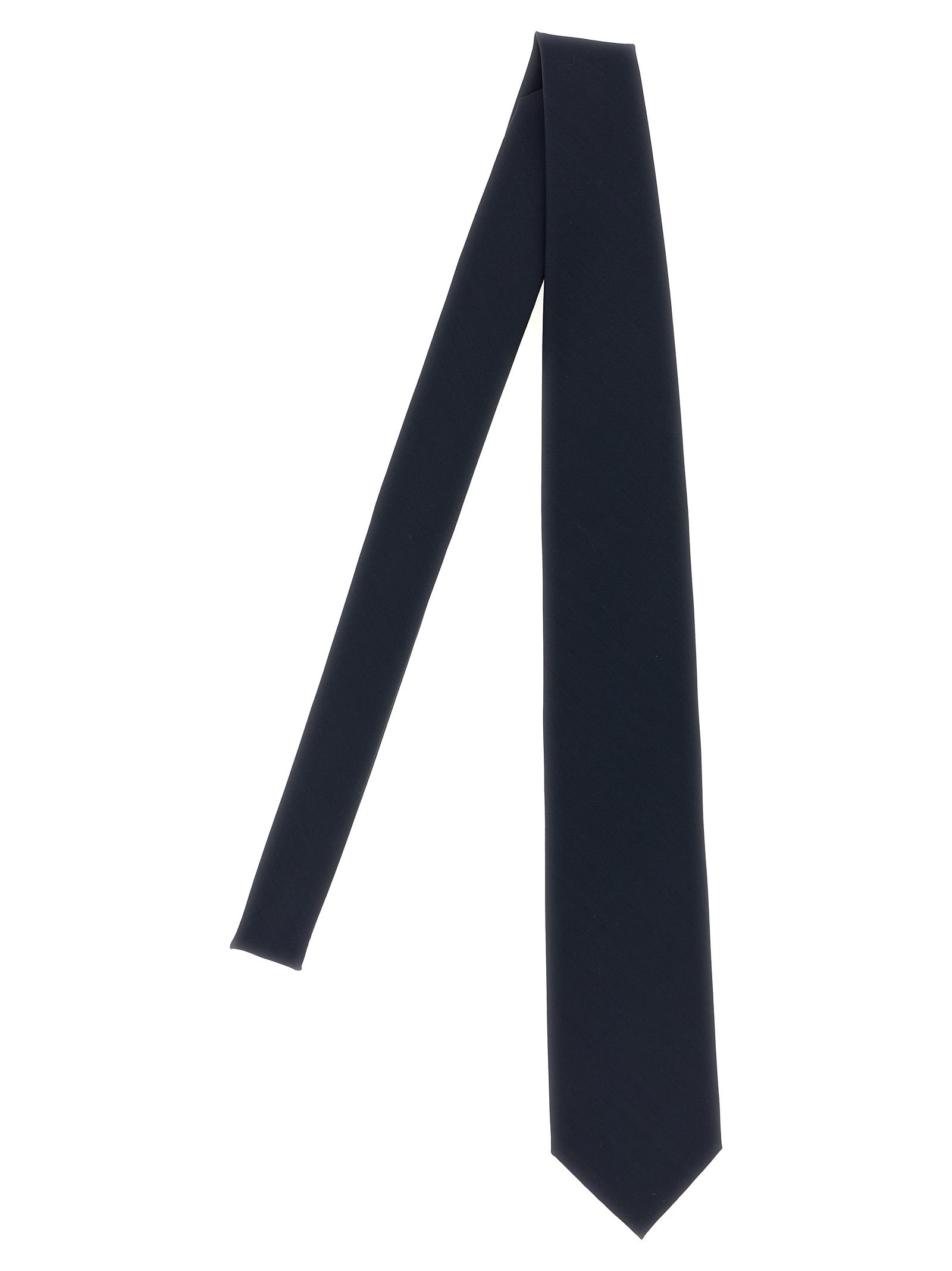 Brioni Slim Textured Wool Tie With Pointed Tip In Blue
