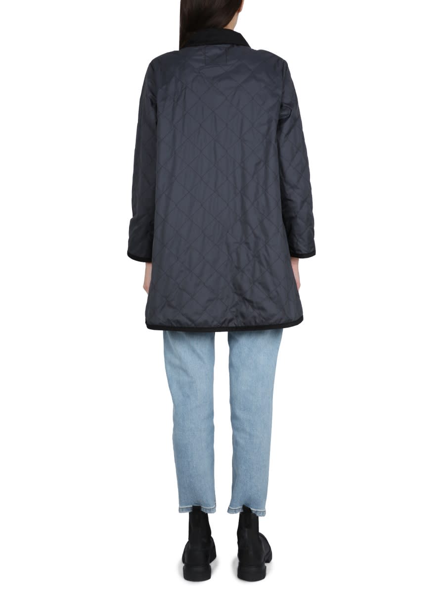 Lavenham Quilted Nylon Jacket With Velvet Collar In Black