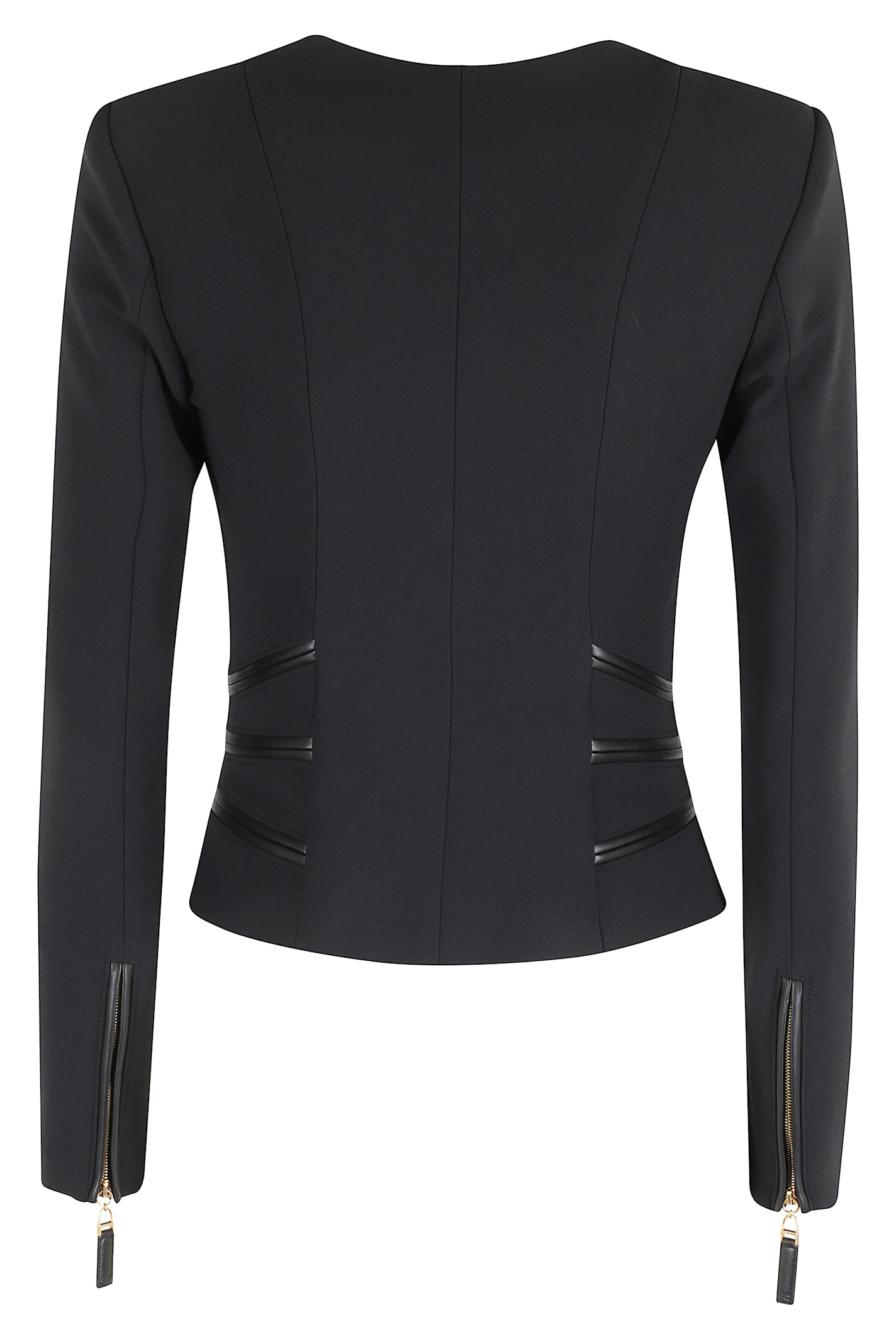 Elisabetta Franchi Fitted Crepe Jacket With Structured Seams In Black