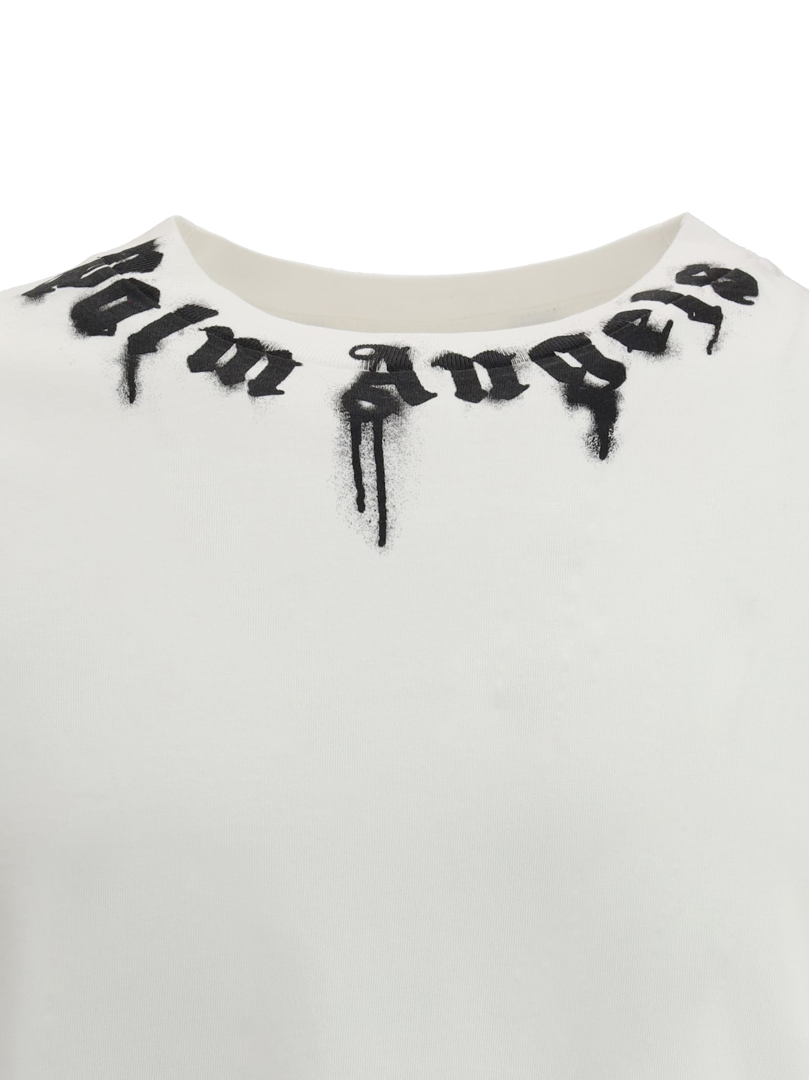 Palm Angels Curved Logo T-shirt In White