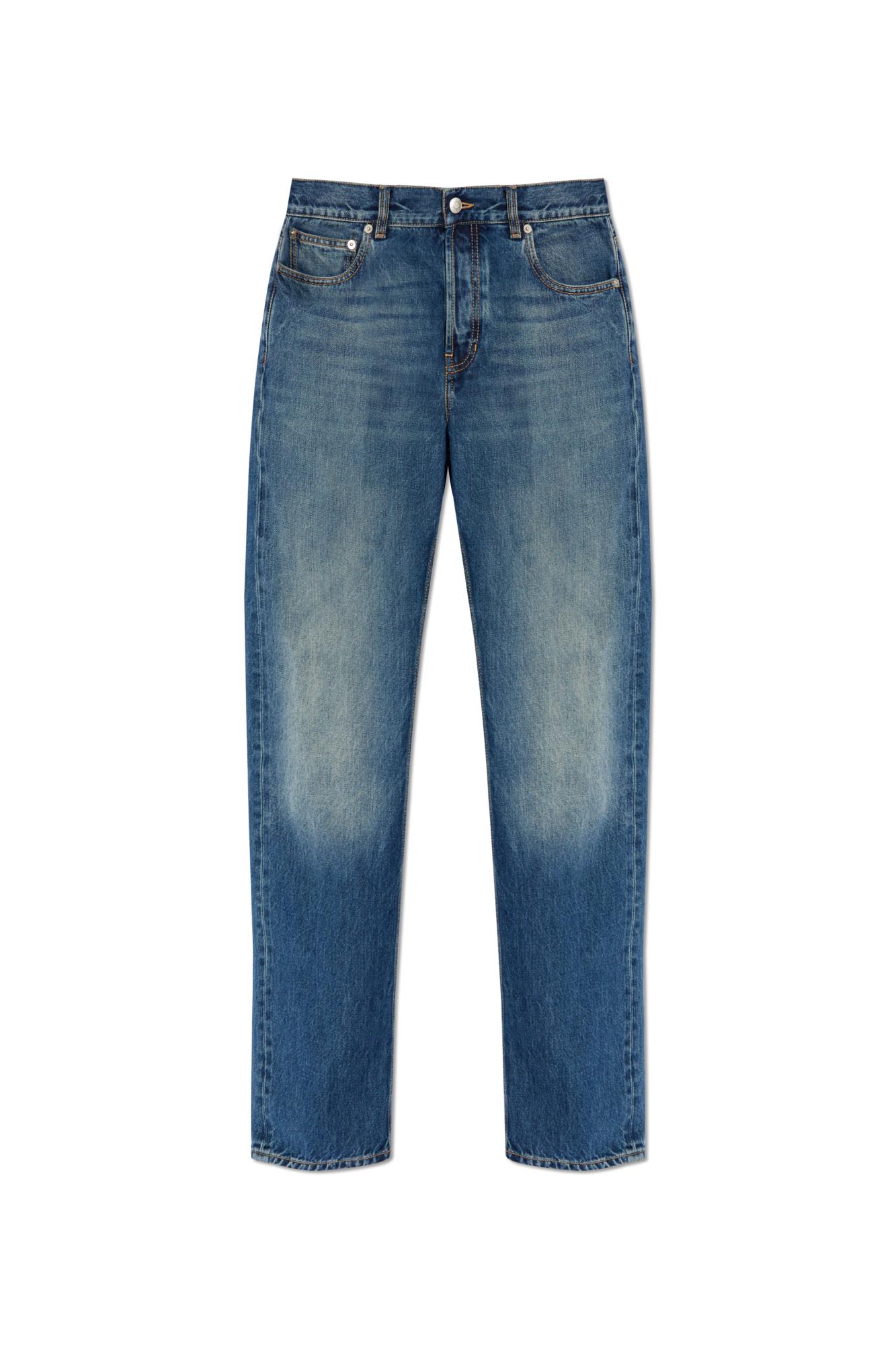 Shop Alexander Mcqueen Jeans With Logo In Blue Washed