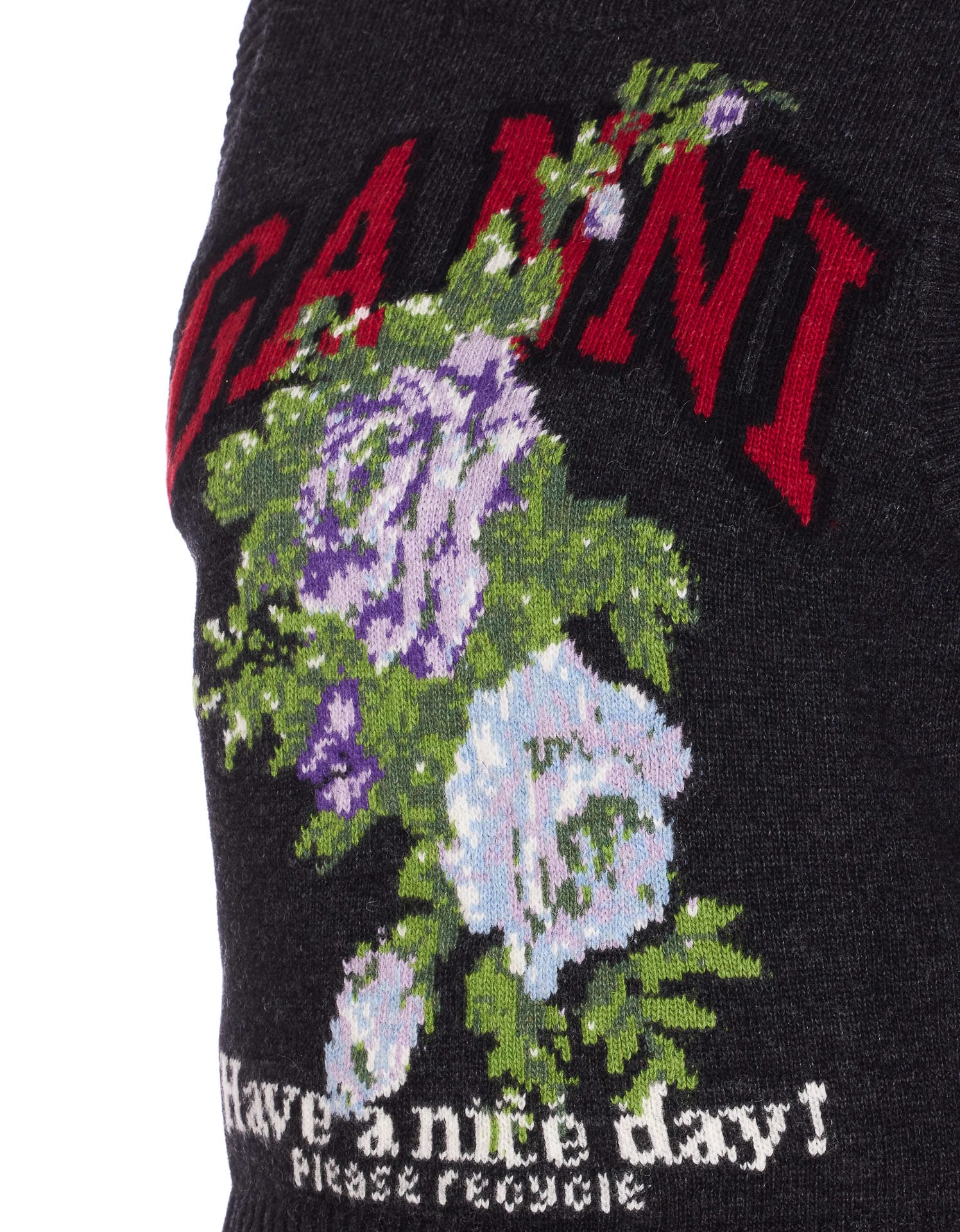 Ganni Flowers Grey Vest In Black