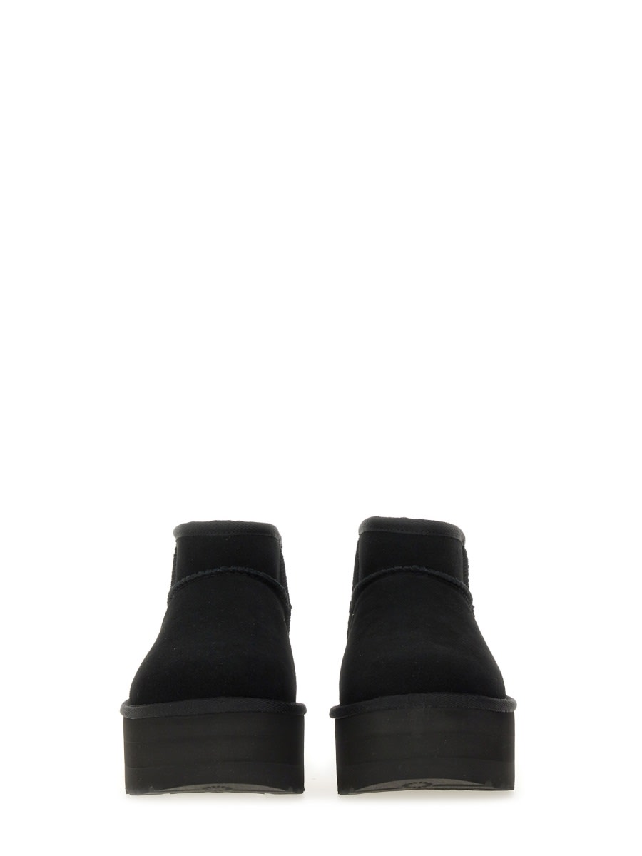 Ugg Ultramini Black Boots With Platform In Suede Woman In Multi