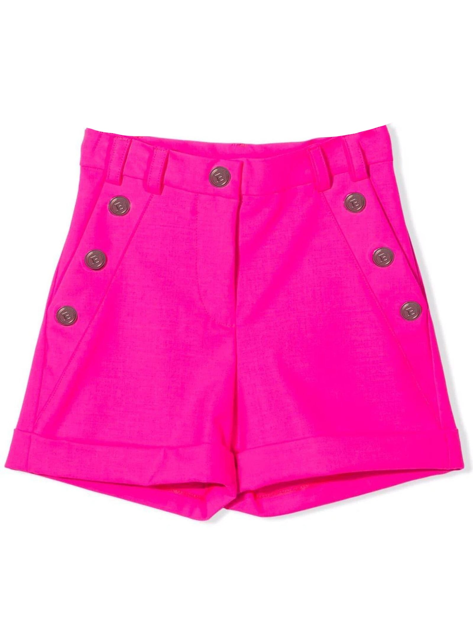 Balmain Fuschia Pink Virgin Wool Tailored Shorts