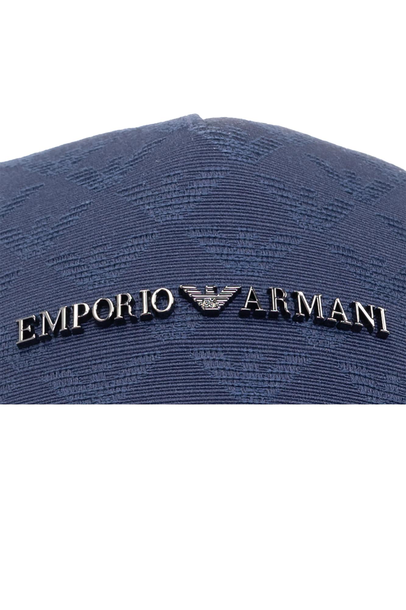 Emporio Armani Allover Logo Baseball Cap In Blue