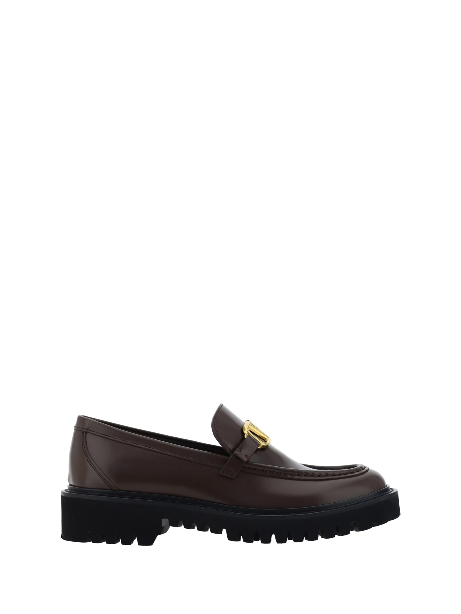 Shop Valentino Garavani Vlogo Loafers In Cacao