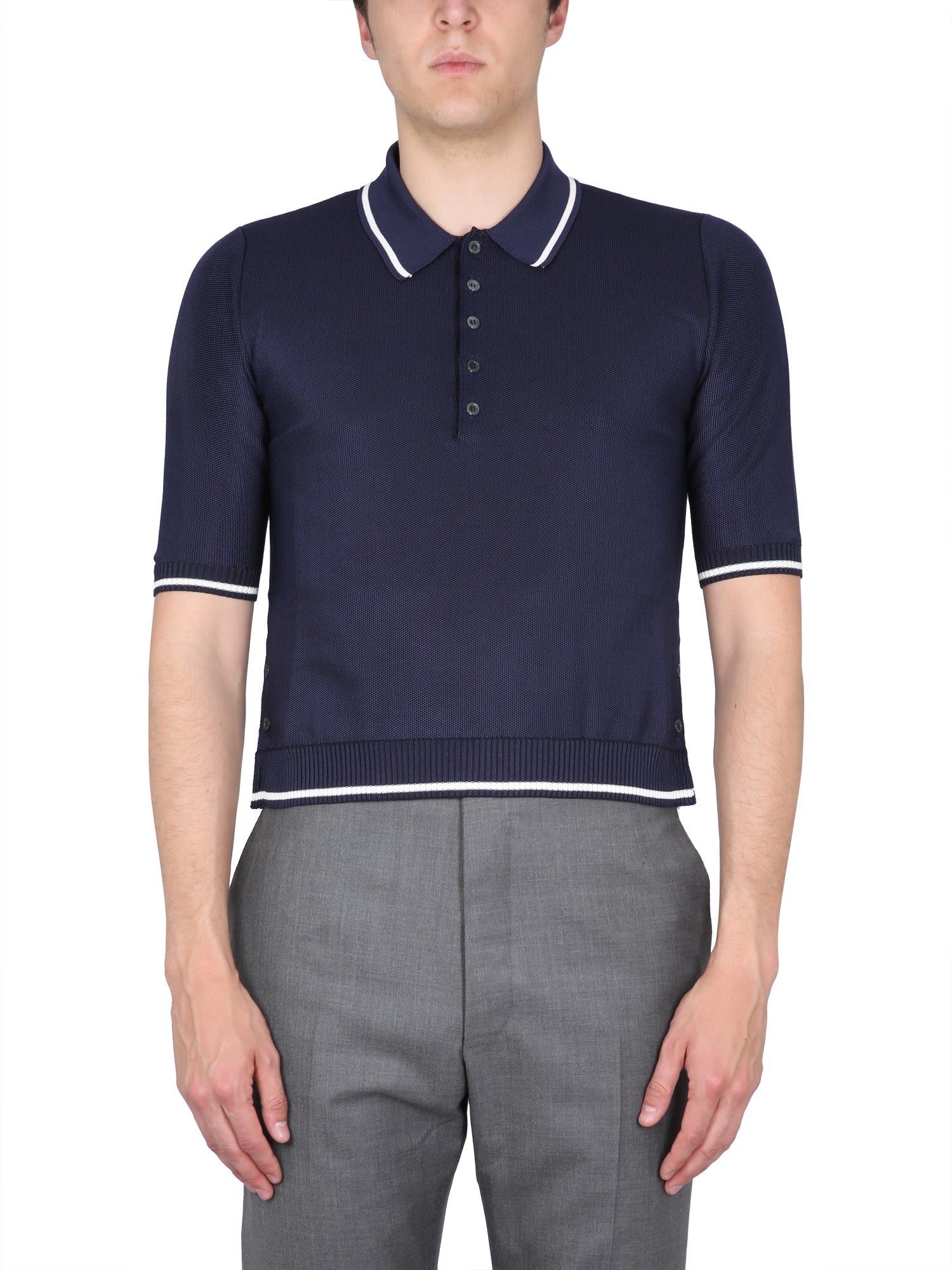 THOM BROWNE POLO IN PIQUE.