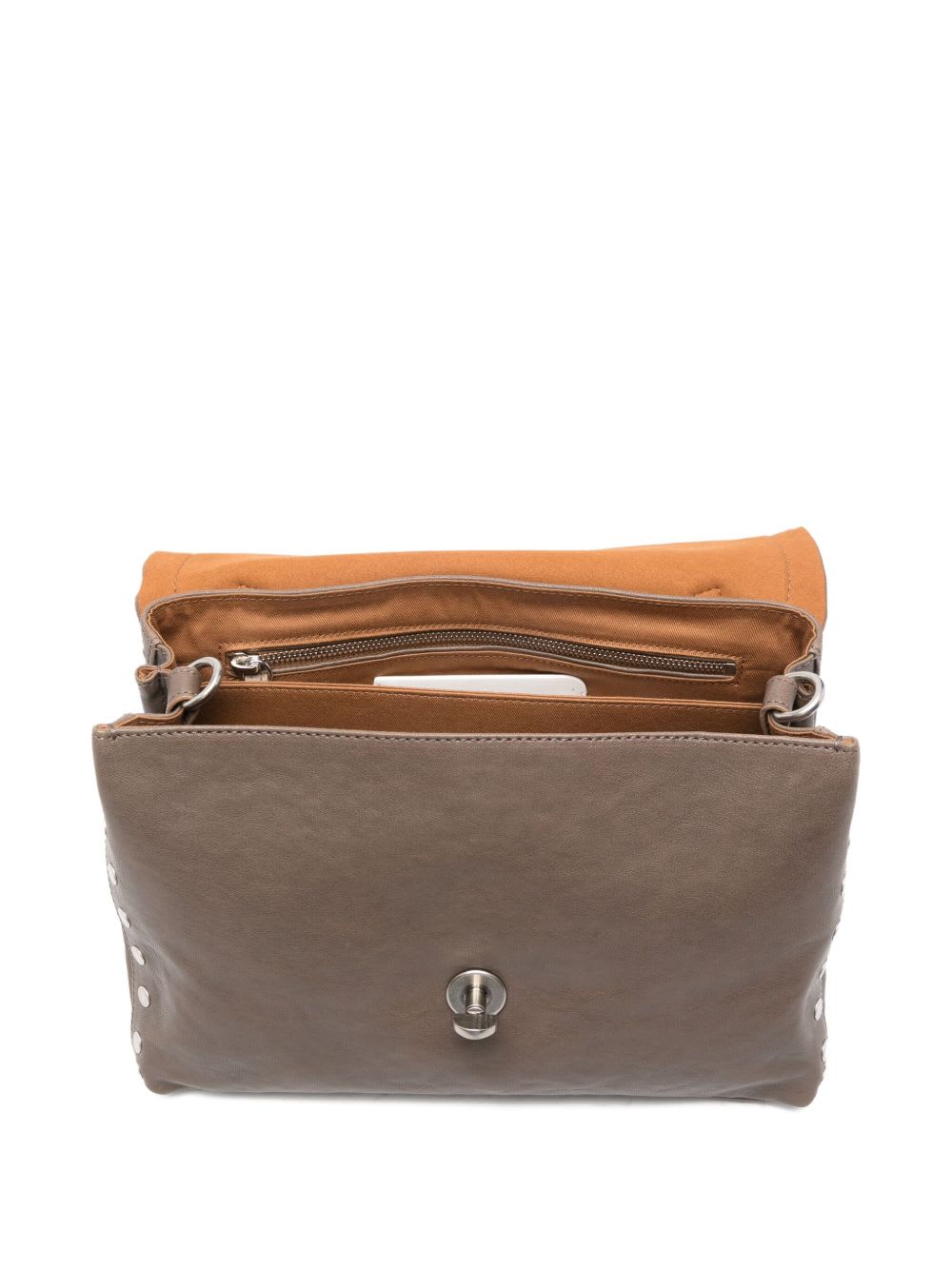 Zanellato Postina Tabacco Baby Leather Handbag In Gray