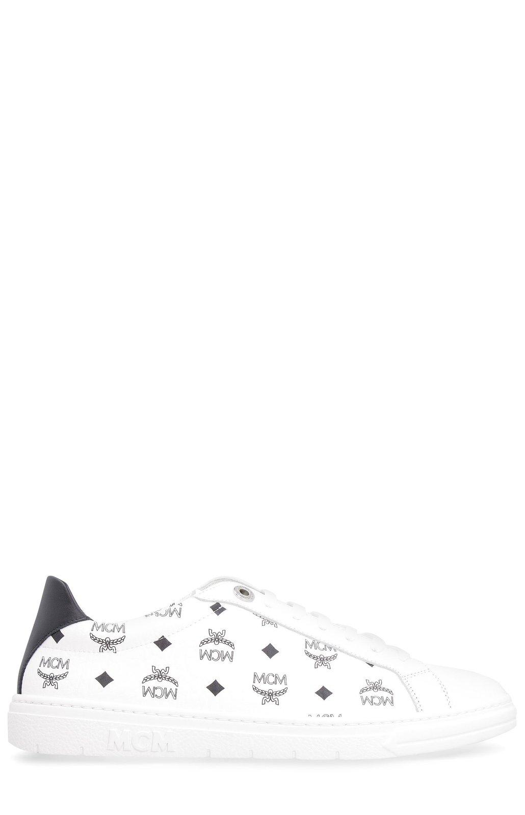 Mcm Terrain Derby Visetos Logo Sneakers In White