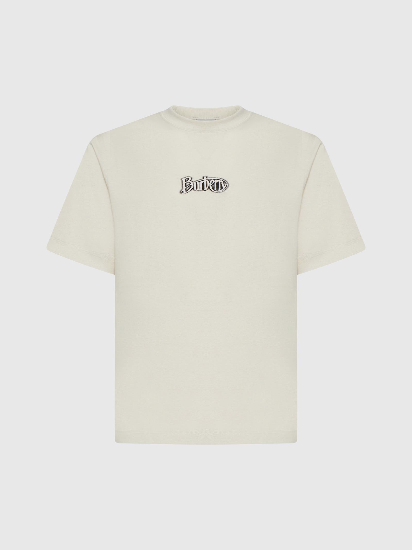 Shop Burberry Logo Cotton T-shirt In Neutrals