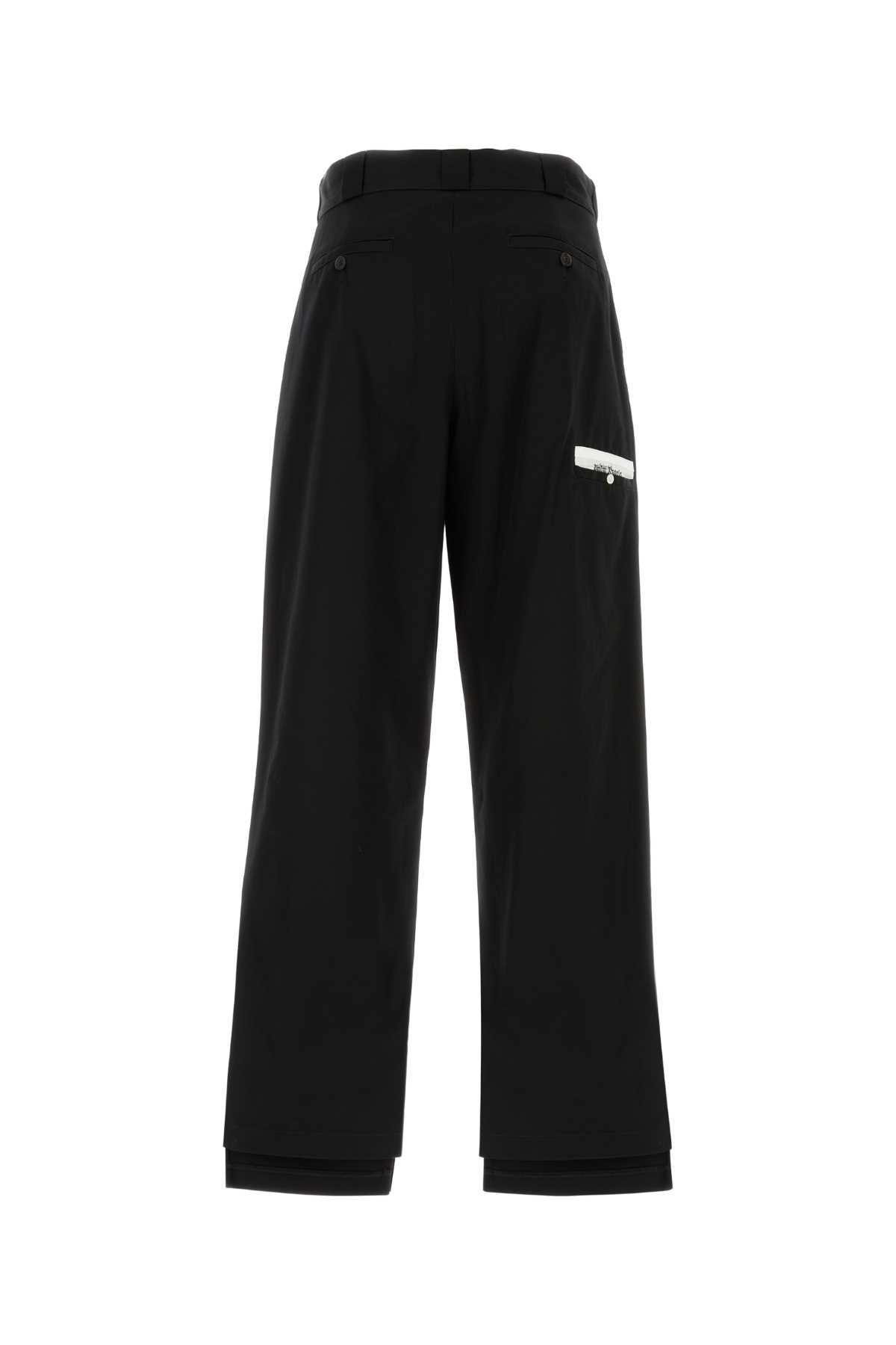 Palm Angels Black Cotton Wide-leg Pant In Blackoff