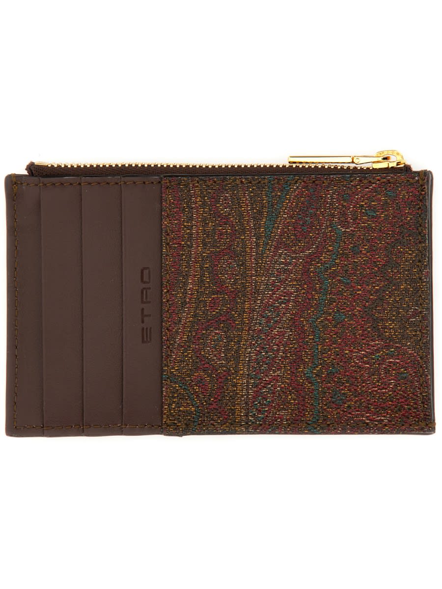 Shop Etro Paisley Print Card Case In Multicolour