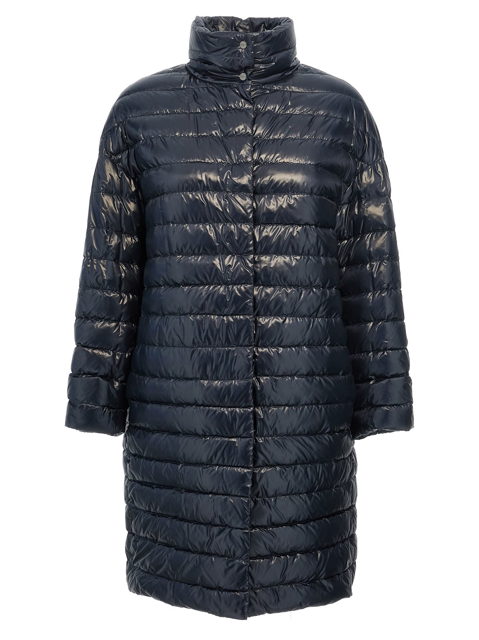 Shop Herno Coat Insert Down Jacket In Blue