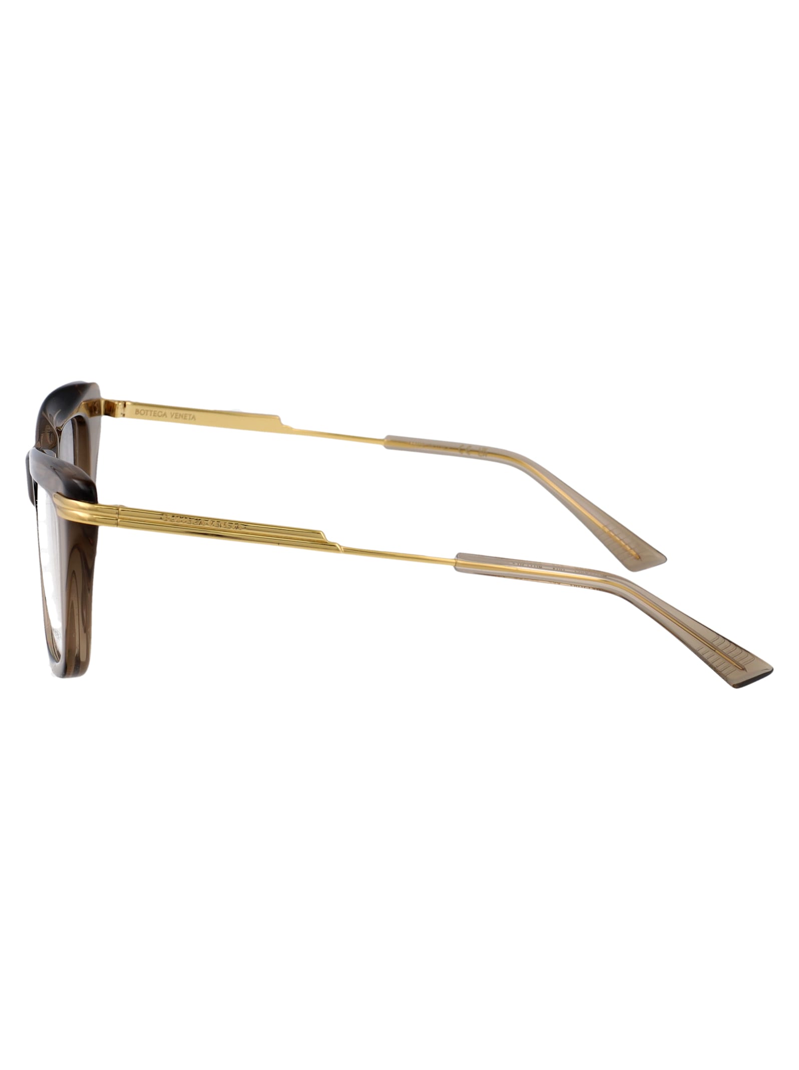 Bottega Veneta Bv1370o Glasses In Brown-gold-transparent