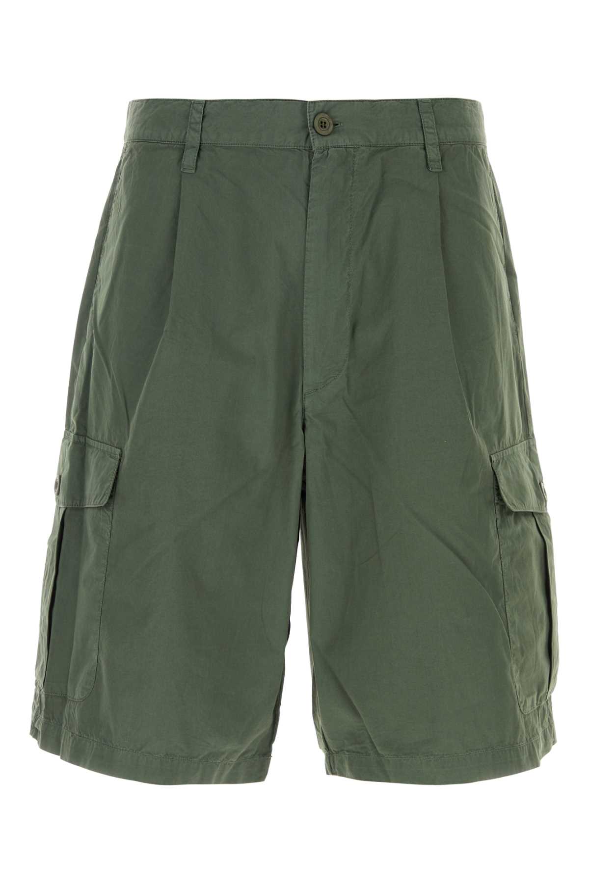Dark Green Cotton Bermuda Shorts