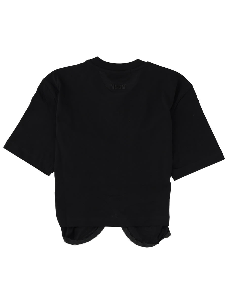 Msgm Short Sleeve Top Featuring Ruched Detail In Black