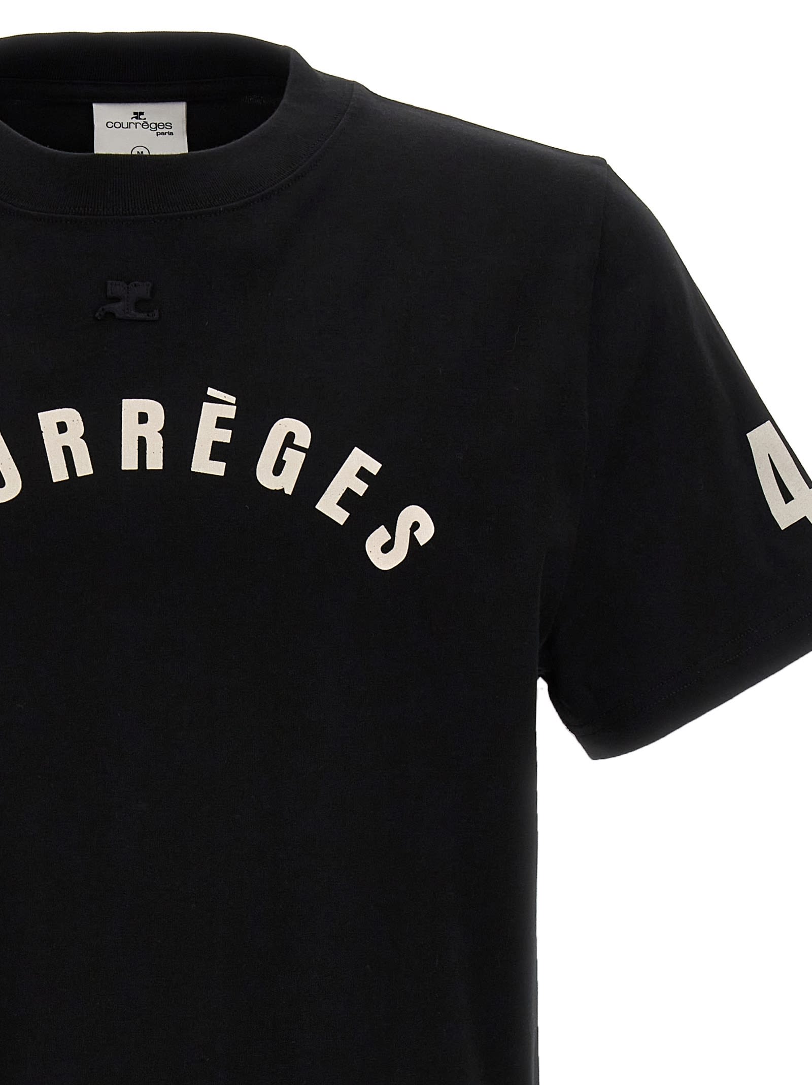 Shop Courrèges Straight Printed T-shirt In Black