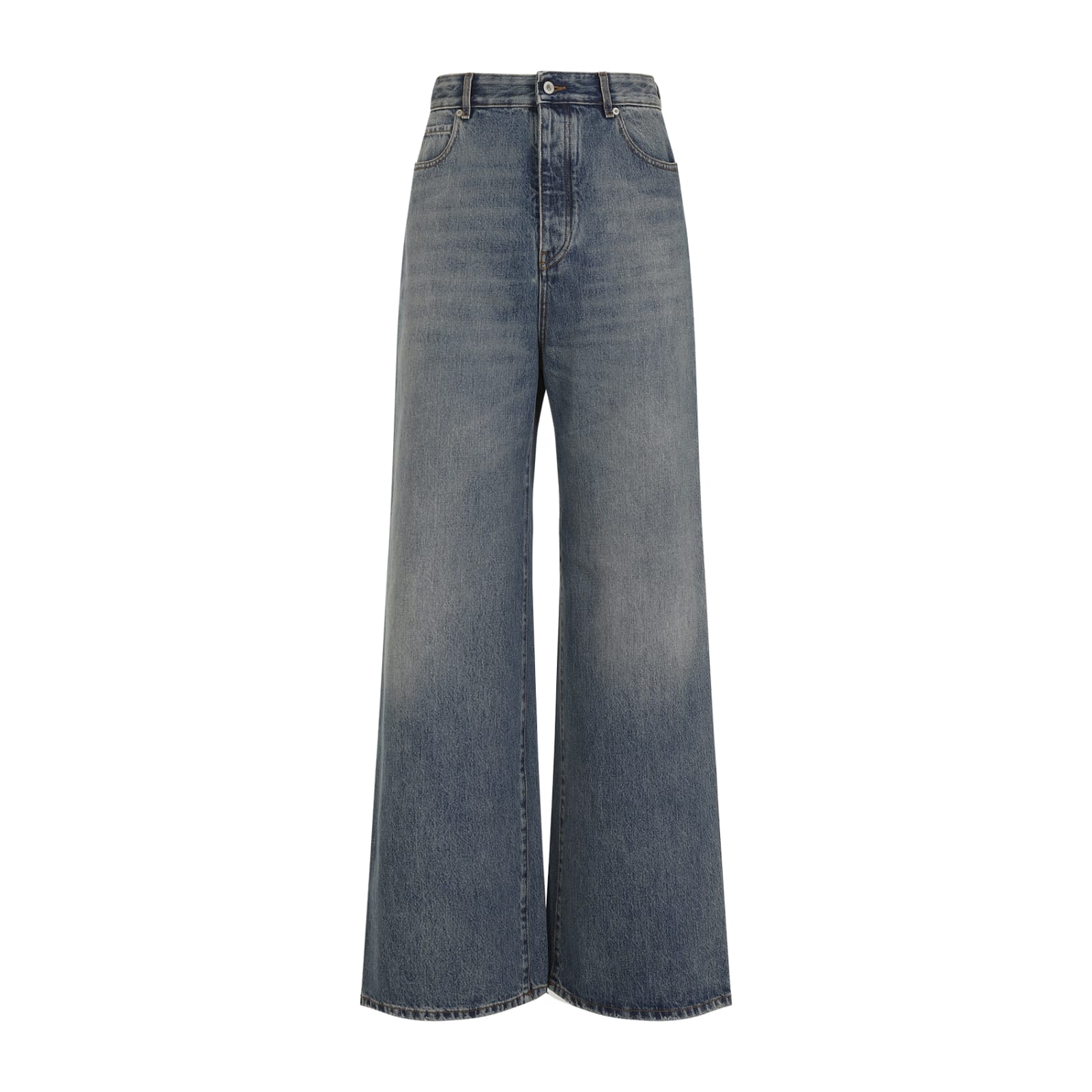 Shop Loewe Wide Leg Jeans In Washed Denim