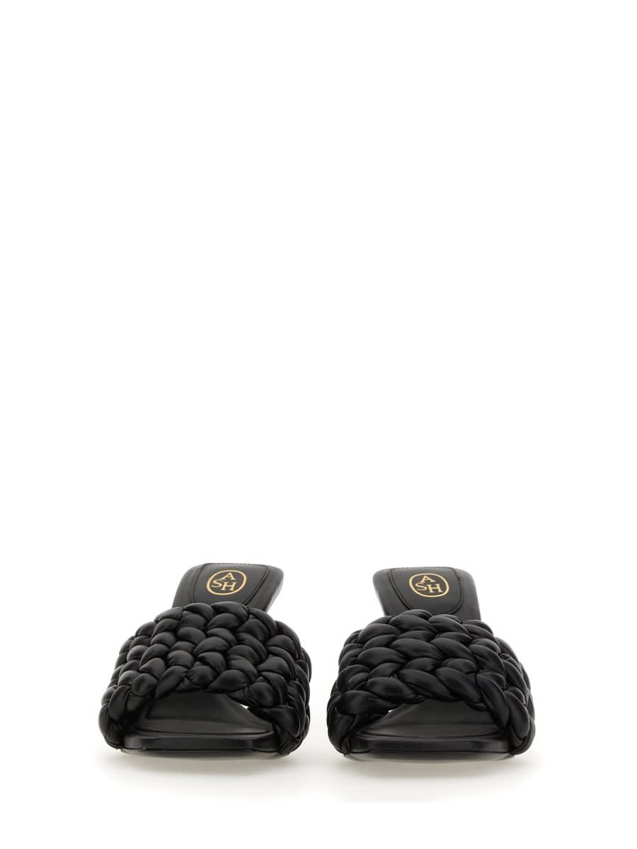 Ash Black Slip-on Mules With Braided Band In Leather Woman